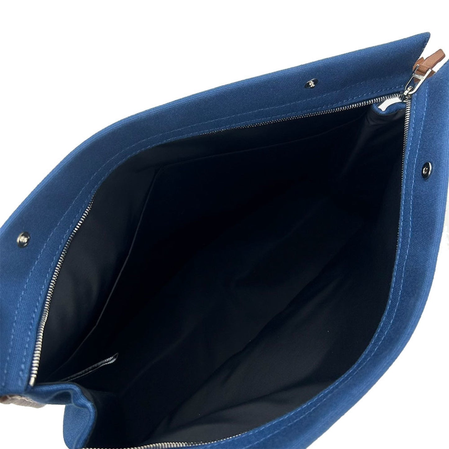 Hermes Clutch Bag Canvas Leather Navy Brown