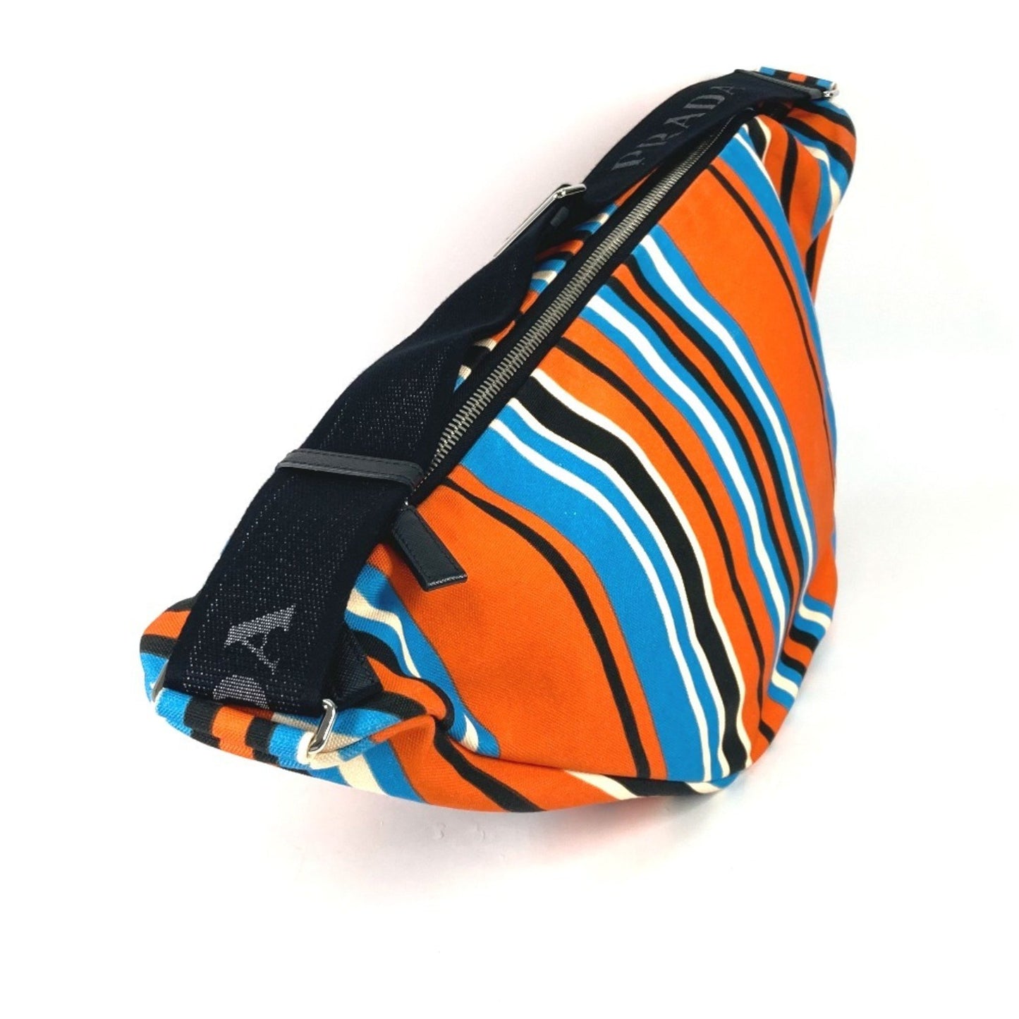 Prada 2Vy007 Striped Triangle Bayadere Crossbody Shoulder Bag In Canvas