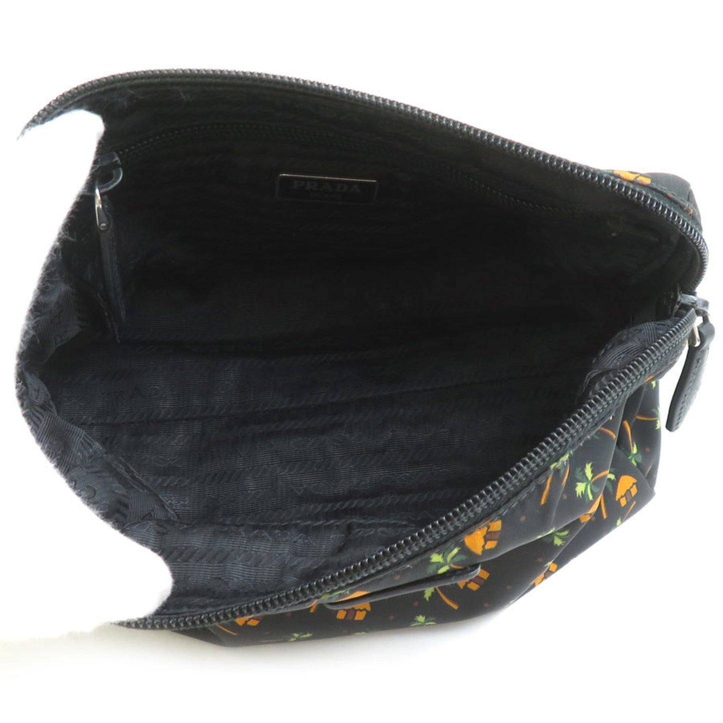 Prada Pouch Nylon Black X Orange Green