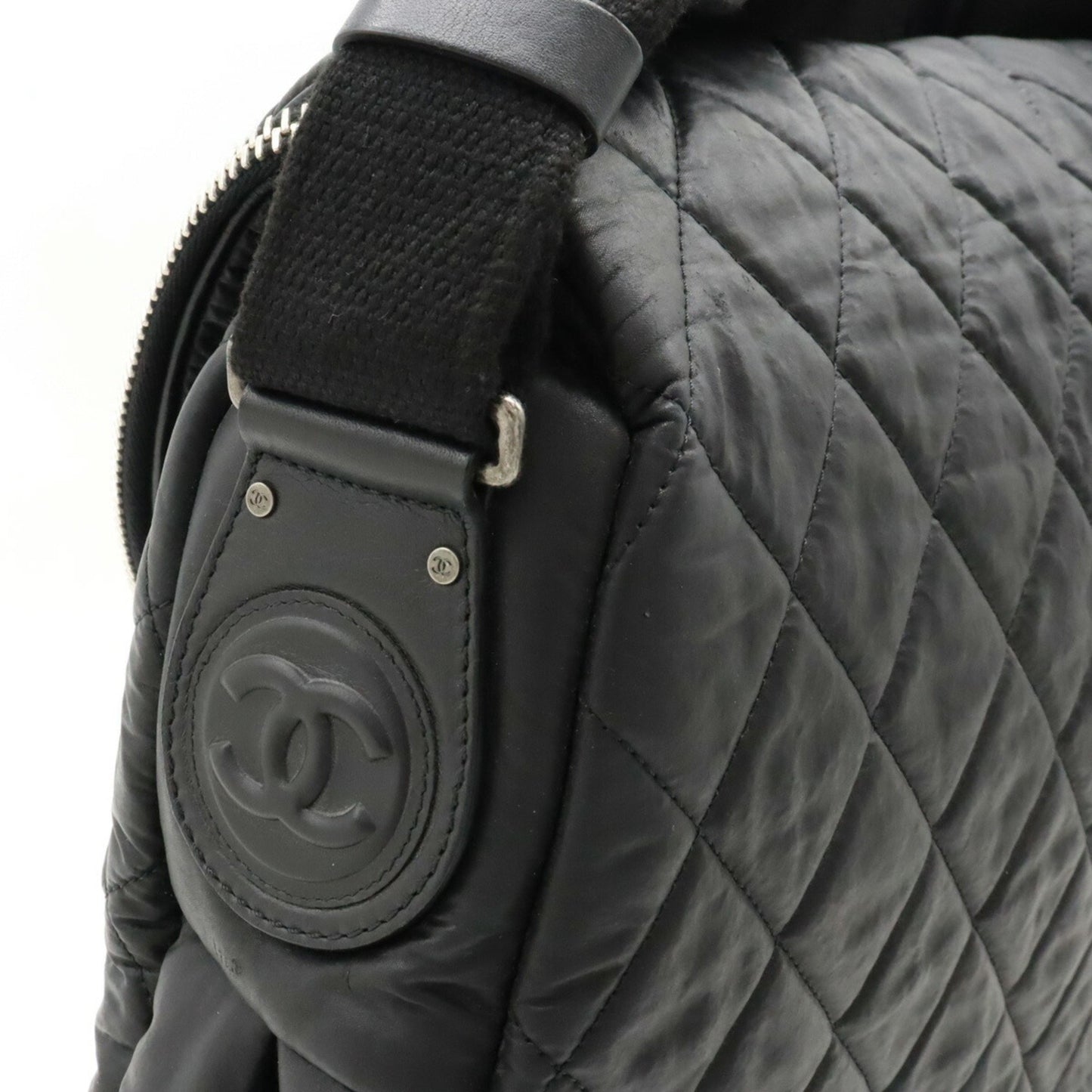 Chanel Coco Cocoon Shoulder Bag Quilted Nylon Leather Black A66507