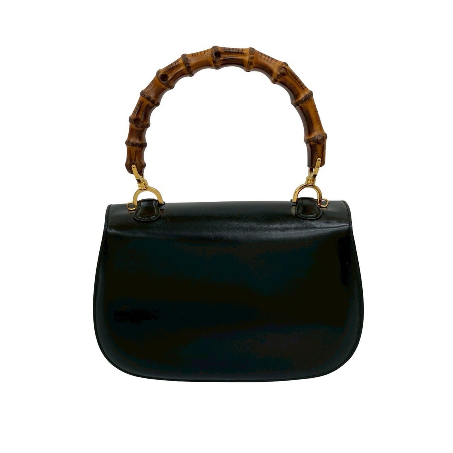 Gucci Old Gucci Bamboo Turnlock Leather Handbag/Mini Tote Bag In Black 55734