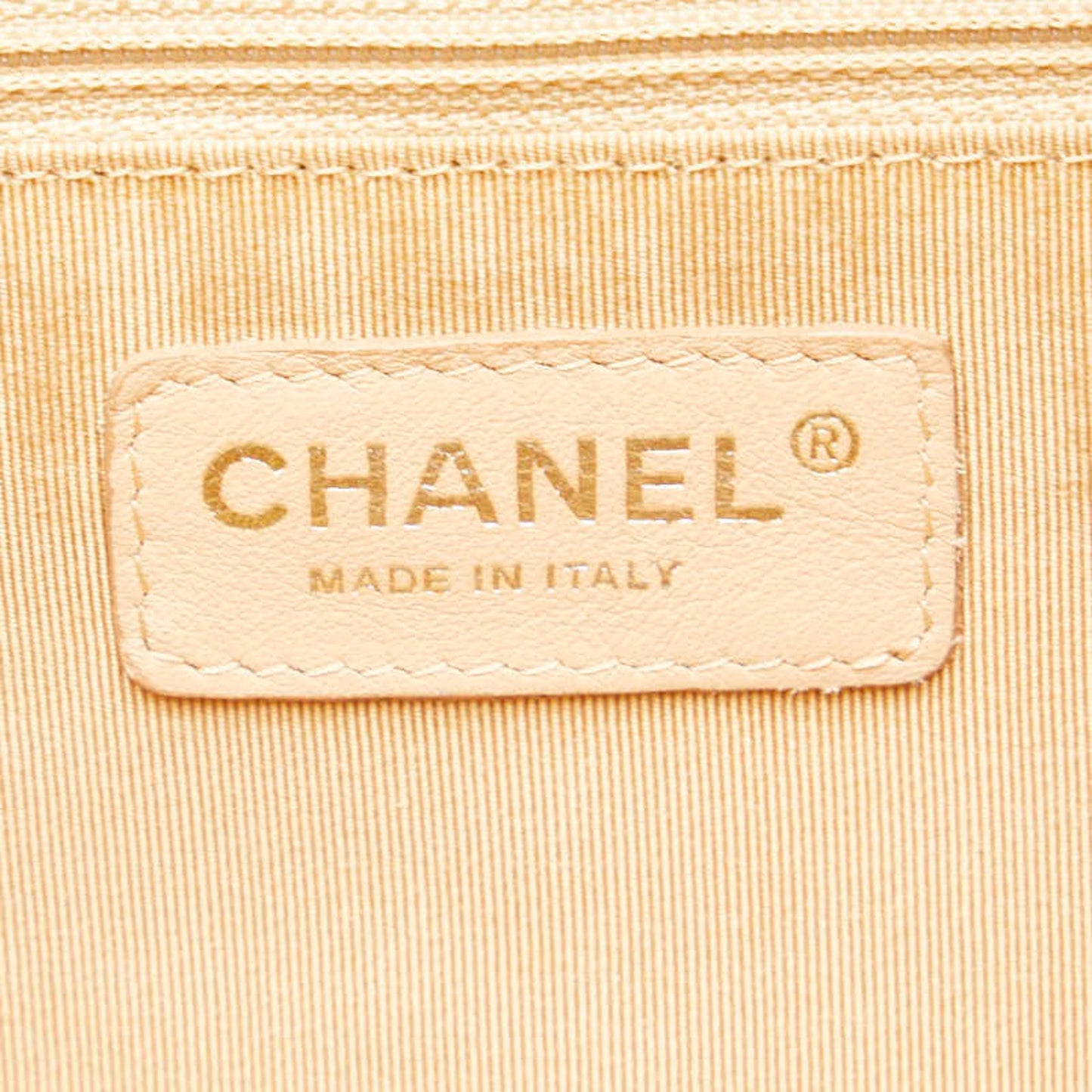 Chanel Matelasse Coco Mark Bowling Bag Handbag Beige Caviar Skin