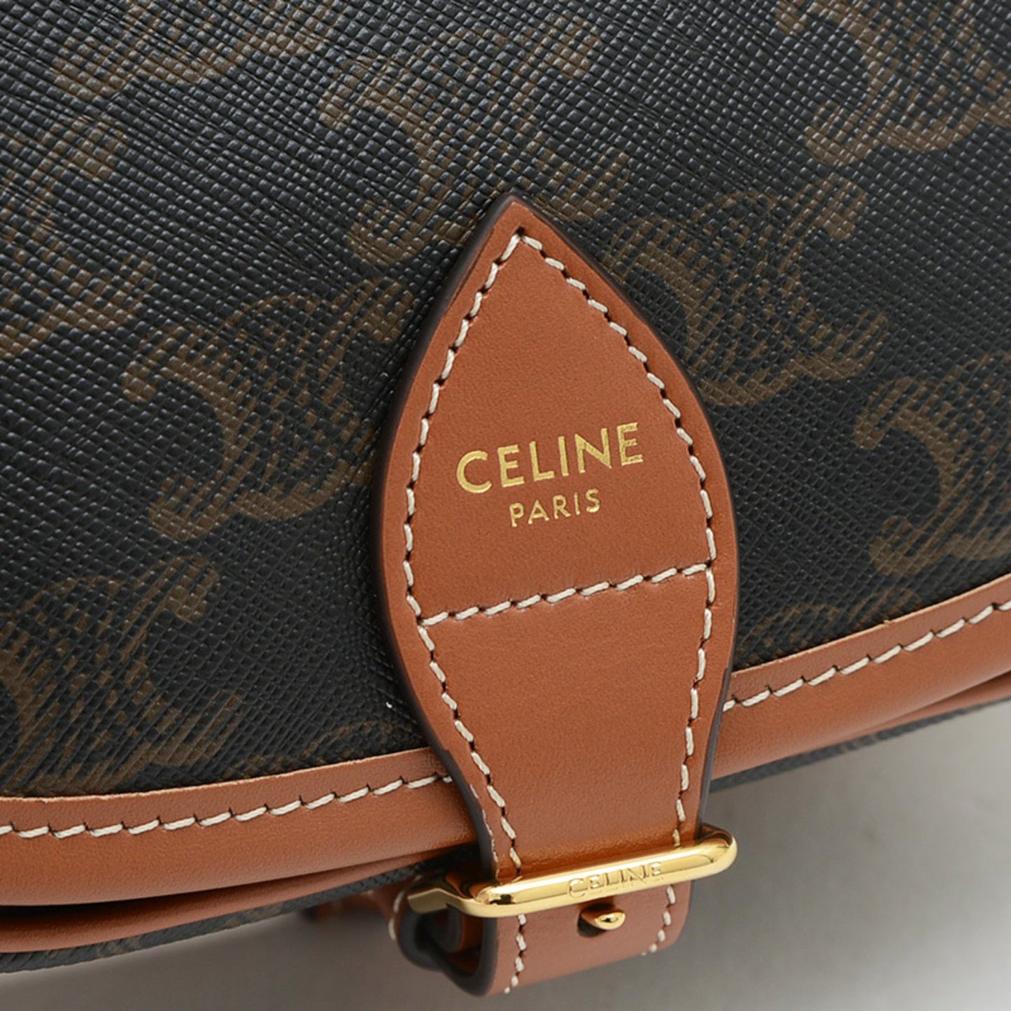 Celine Triomphe Medium Folco Shoulder Bag Canvas Tan 191502Bzj.04Lu Bp