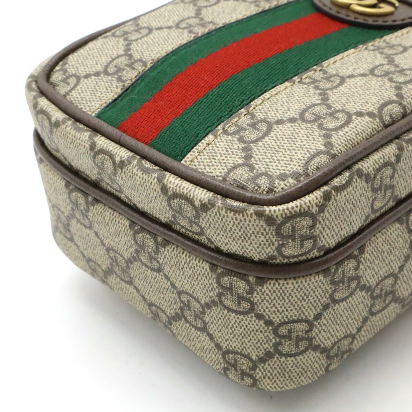 Gucci Ophidia Gg Supreme Body Bag Shoulder Sherry Line Pvc Beige Brown 752565
