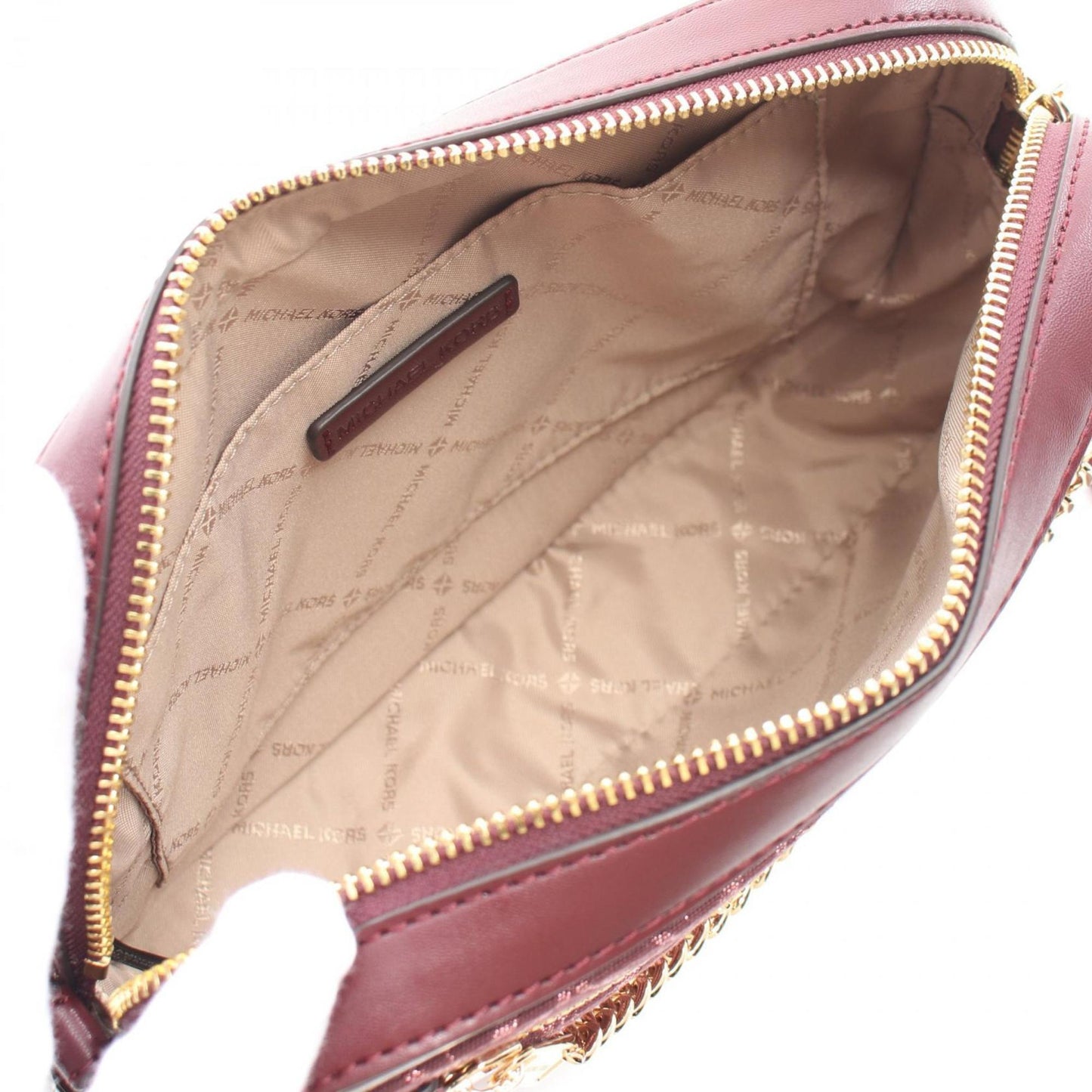Michael Kors Jet Set Large Metallic Logo Jacquard Crossbody Bag Shoulder Leather