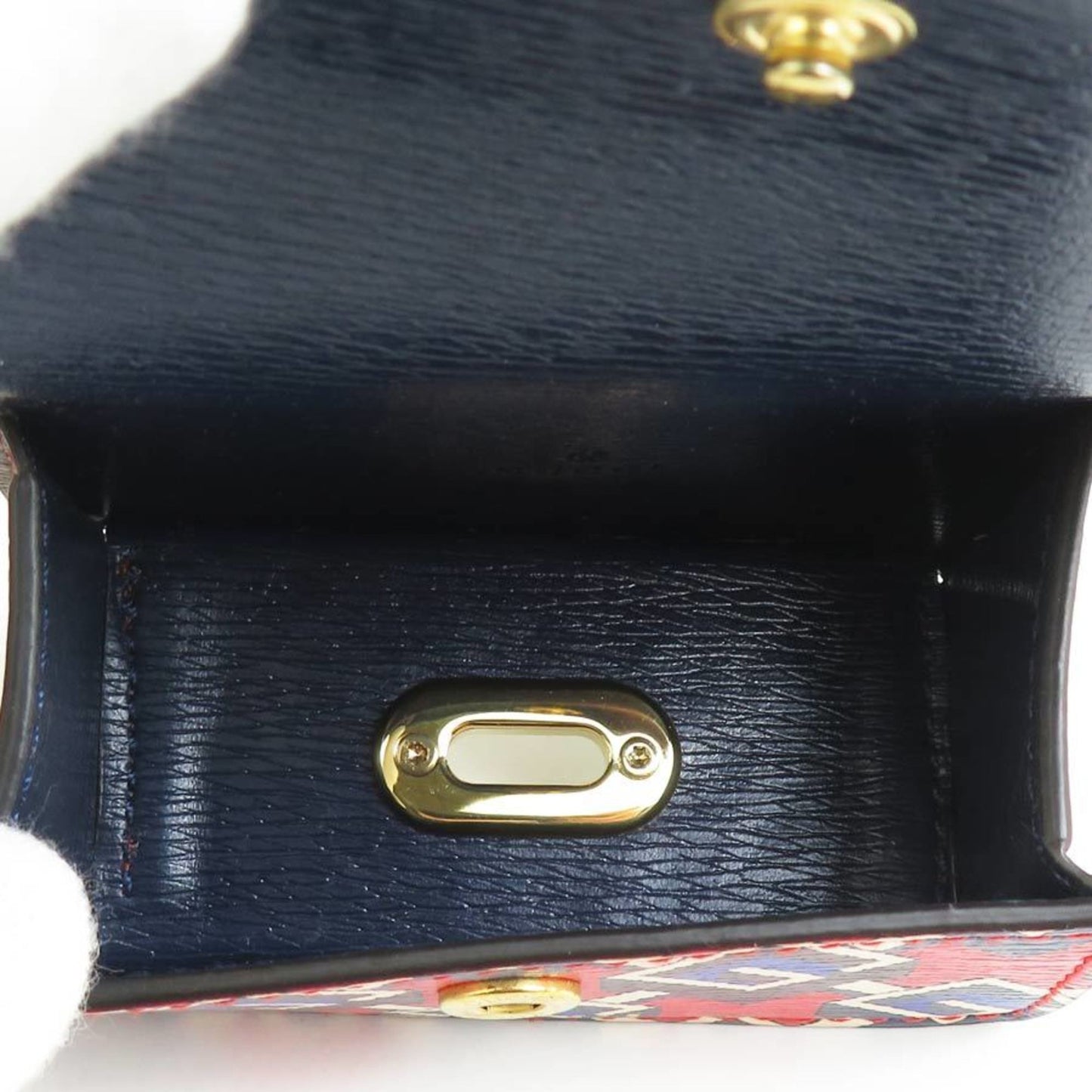Gucci Etiquette Bag Holder Leather Red Multicolor Gold