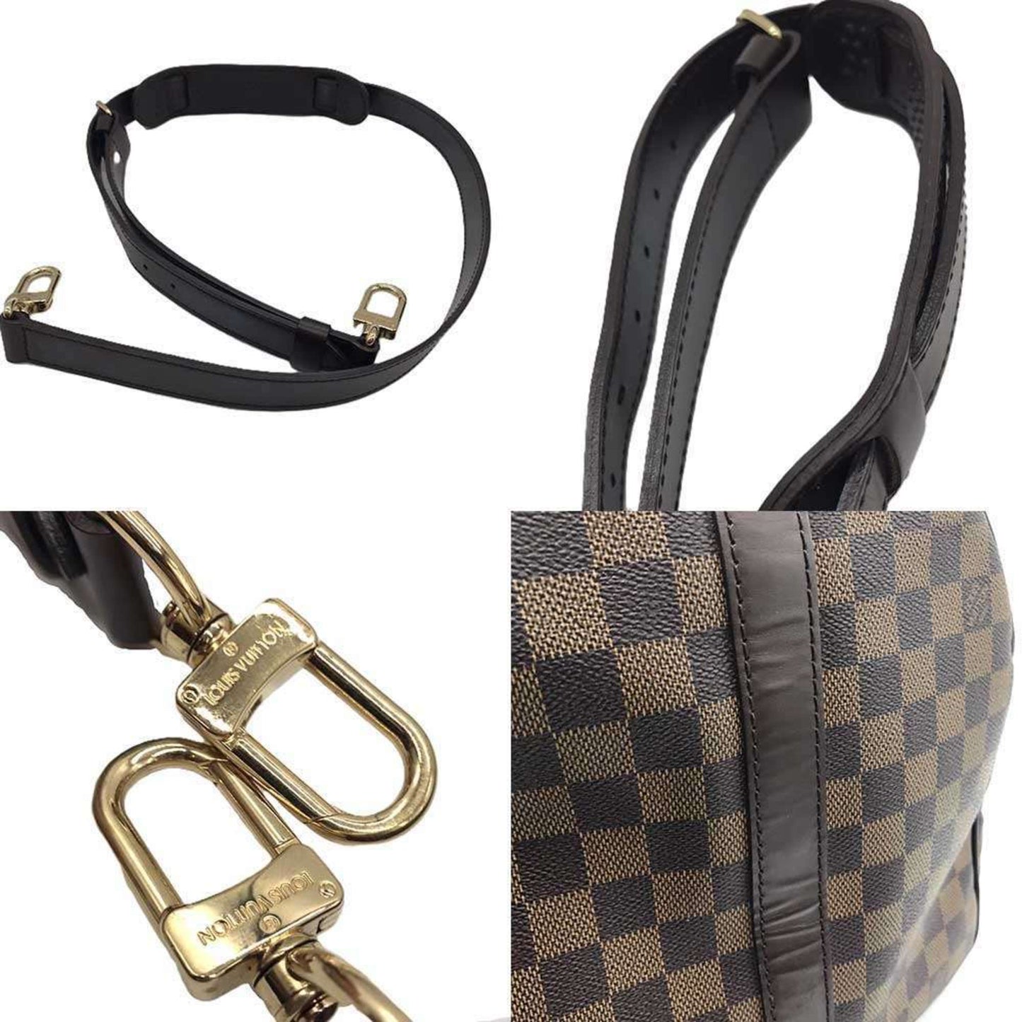 Louis Vuitton Keepall 55 Bandouliere Damier Ebene Brown Boston Bag Shoulder N41414 Louis Vuitton