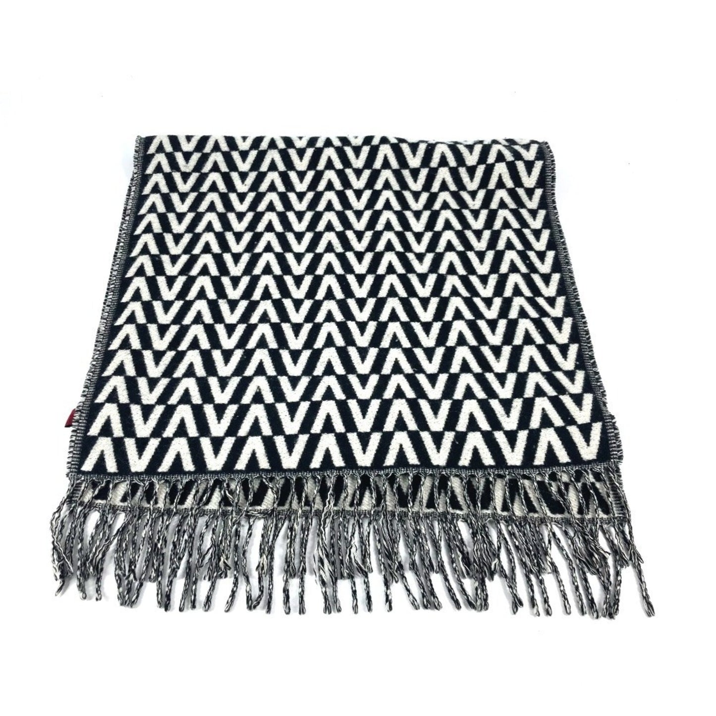 Valentino Valentino Logo Fringe Bicolor Scarf Cashmere