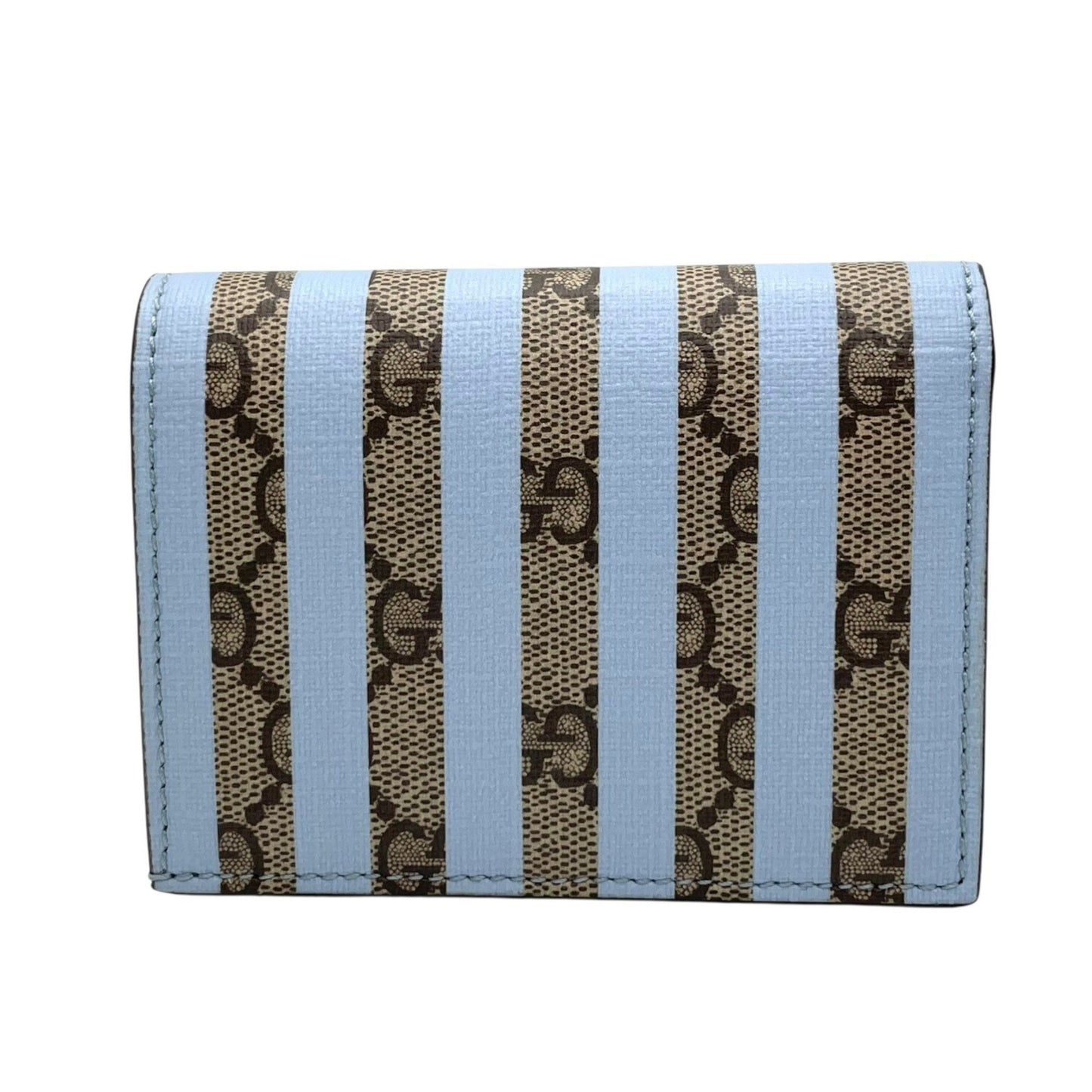 Gucci Gg Supreme Ice Cream Bifold Compact Wallet In Beige And Light Blue Leather