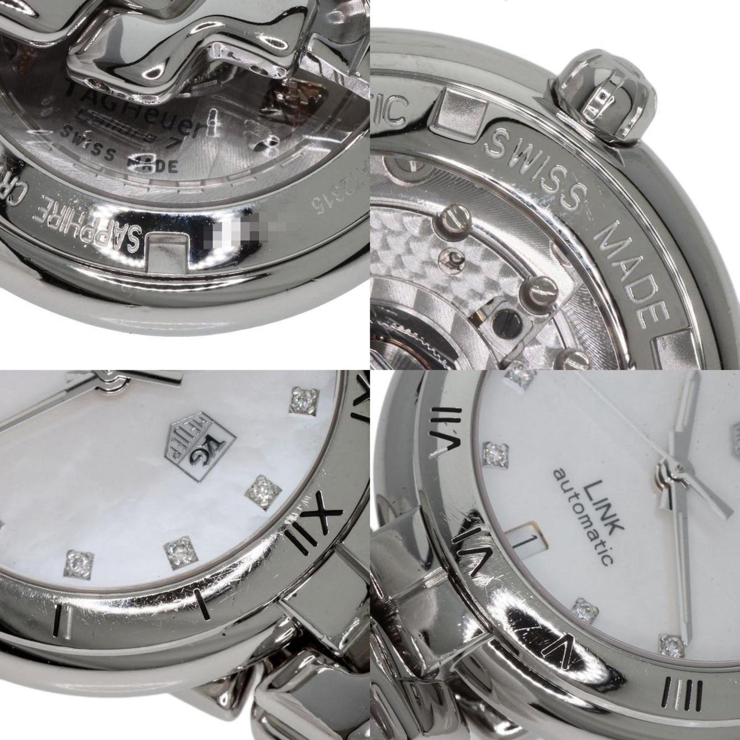 Tag Heuer Wat2315 Link Calibre 7 11P Diamond Watch Stainless Steel Ss