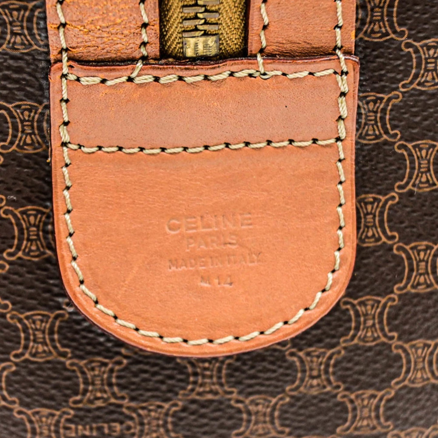 Celine Macadam Boston Bag Leather Brown