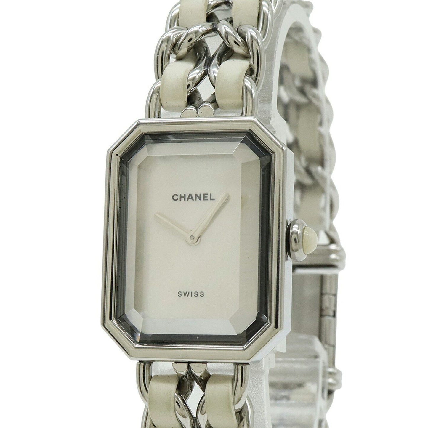 Chanel Premiere White Shell Dial Large Stainless Steel Leather