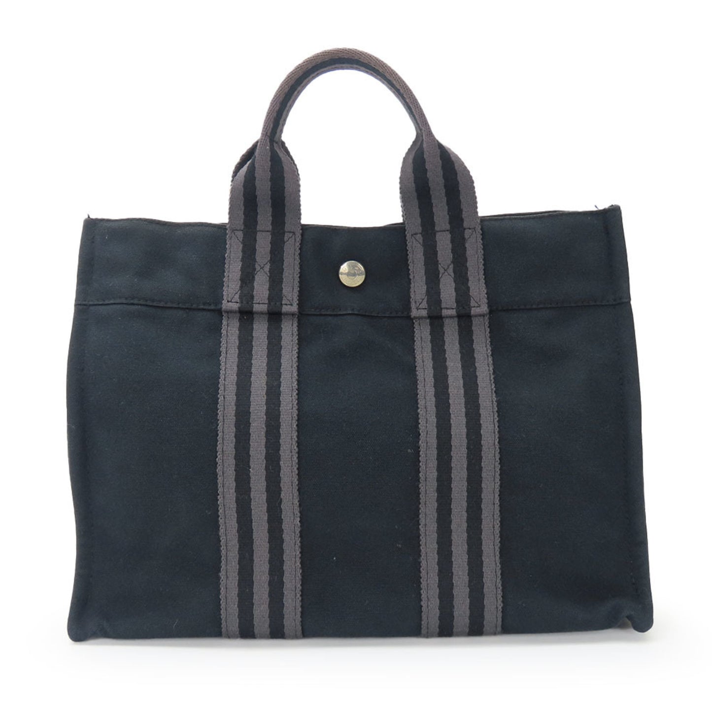 Hermes Handbag Foult Pm Canvas Black Grey
