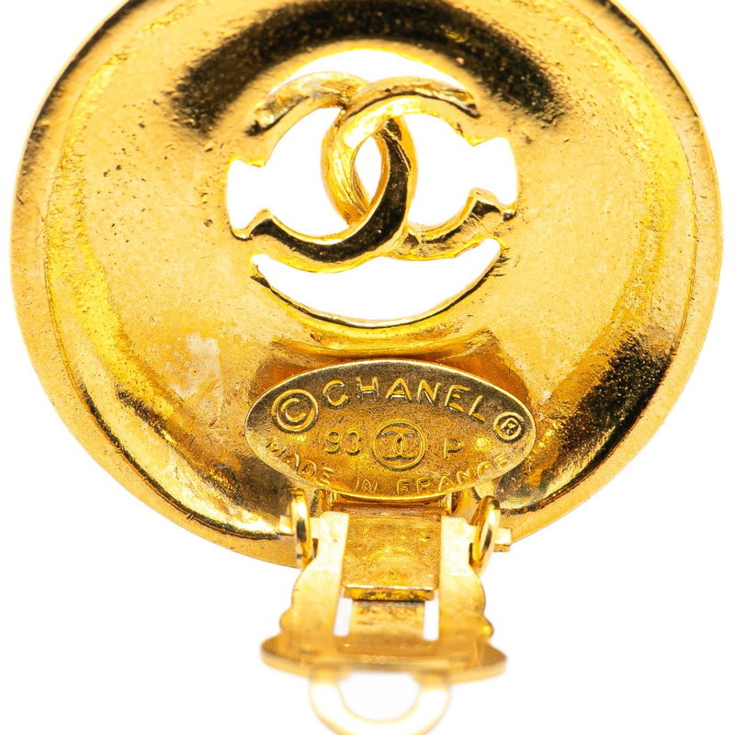 Chanel Coco Mark Round Earrings Gold Plated