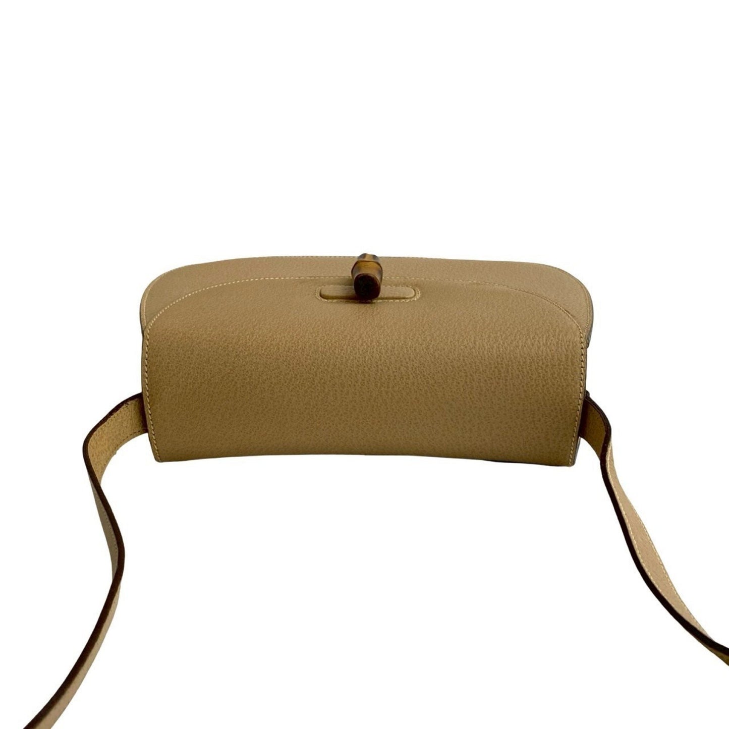 Gucci Old Gucci Bamboo Turnlock Leather Shoulder Bag/Pochette Beige 96-10