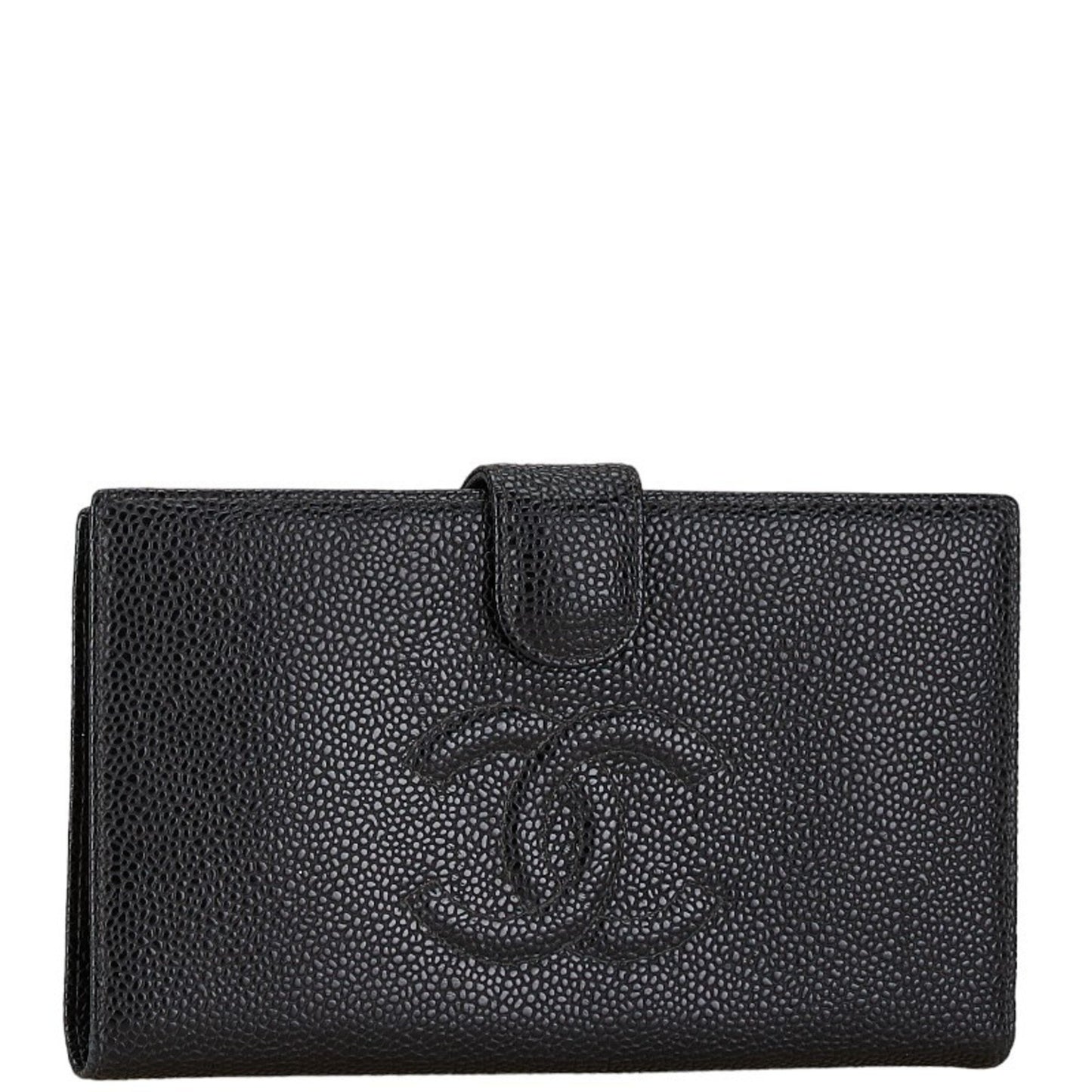 Chanel Coco Mark Long Wallet Black Caviar Skin