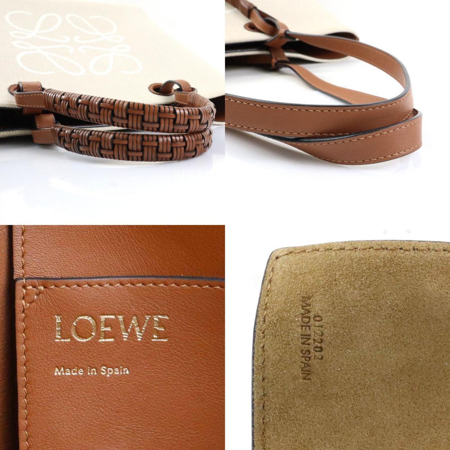 Loewe Handbag Shoulder Bag Anagram Canvas Leather Beige Brown