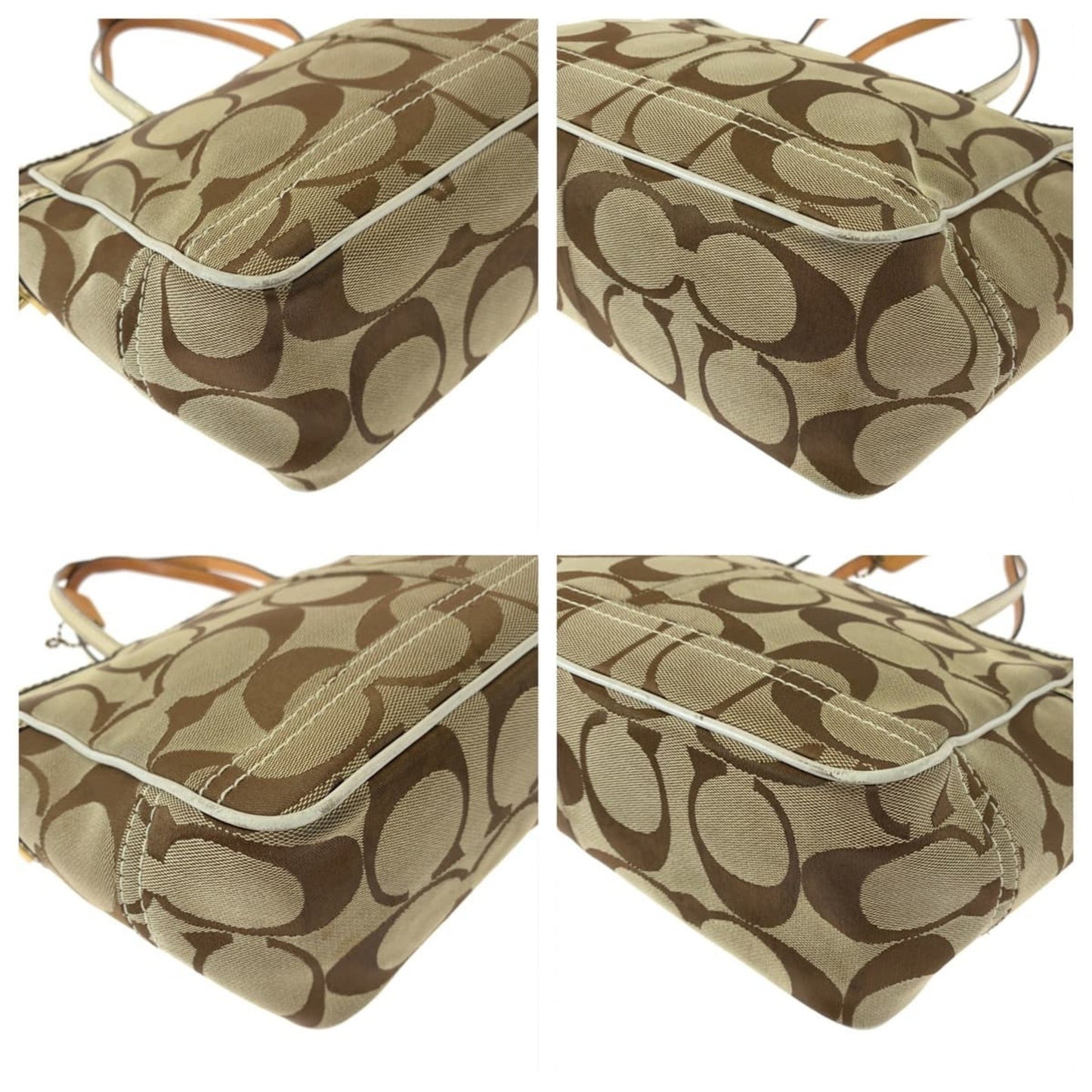 Coach Signature Embossed Beige Canvas 7874 Tote Bag Handbag
