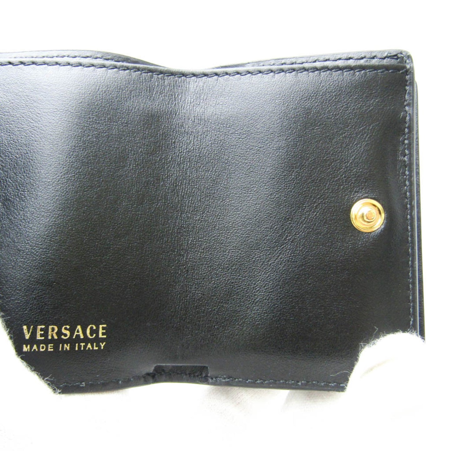 Versace All-Over Pattern Women'S Leather Wallet (Tri-Fold) Black