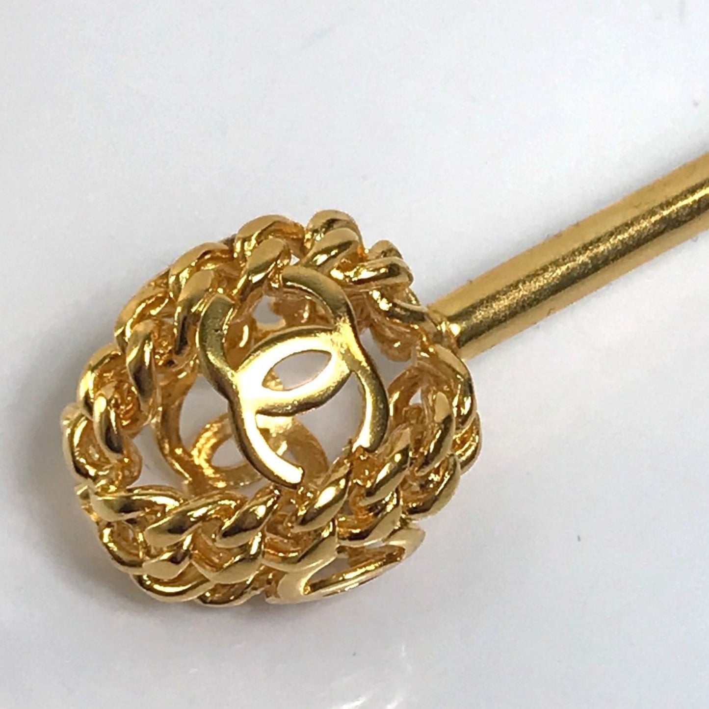 Chanel 98A Coco Mark Chain Ball Vintage Kanzashi Hairpin Metal