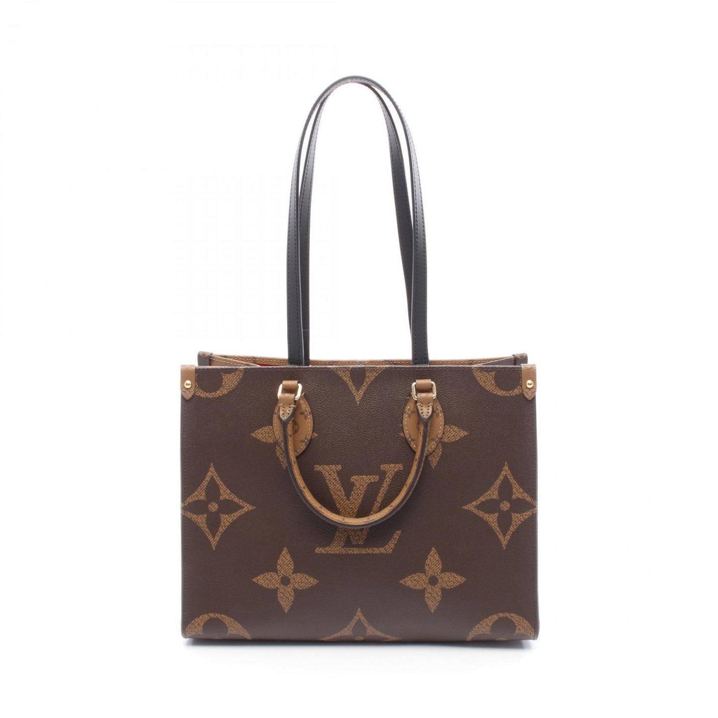 Louis Vuitton On The Go Mm Tote Bag In Coated Canvas And Leather With Monogram Giant Reverse Pattern