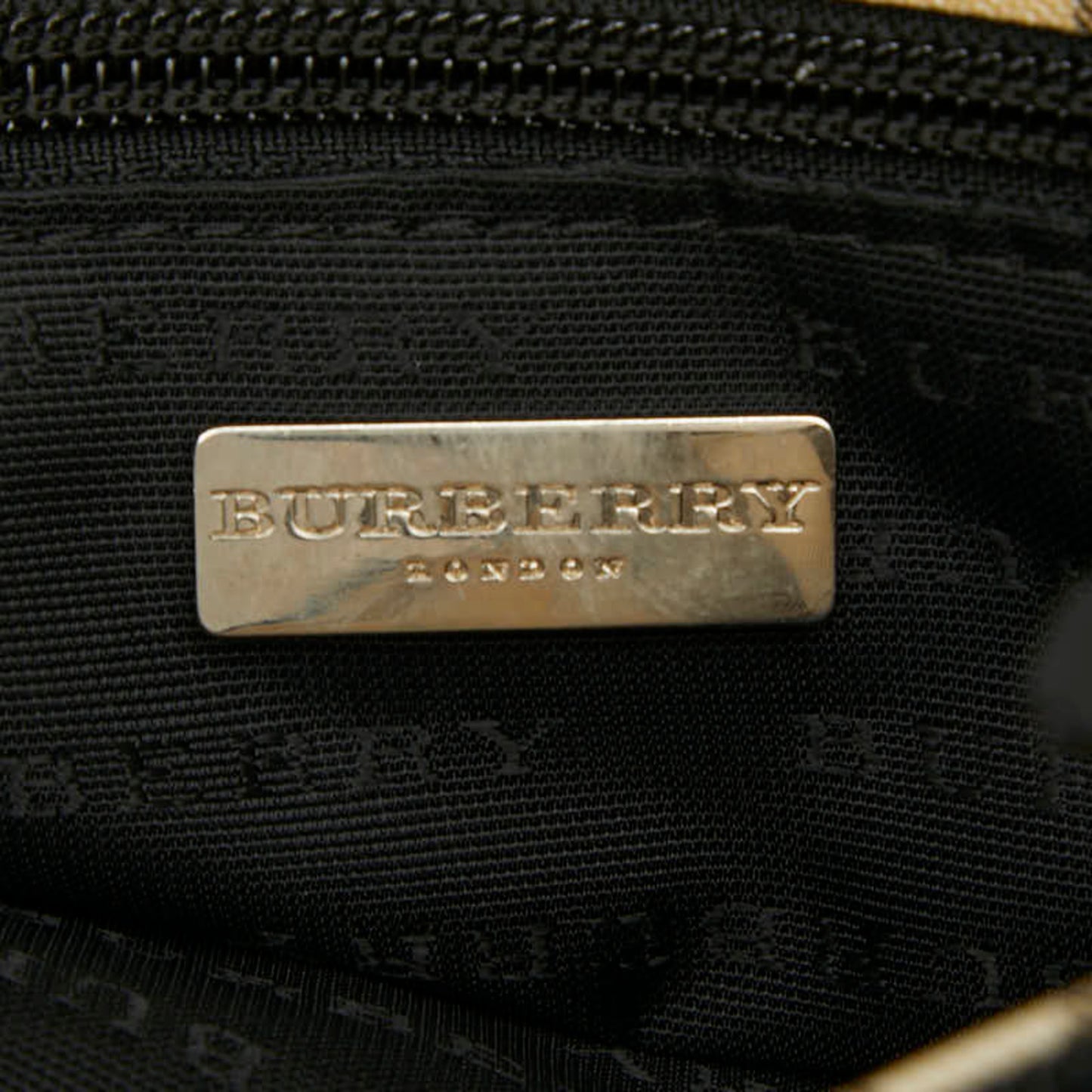 Burberry Nova Check Handbag Tote Bag Beige Black Leather