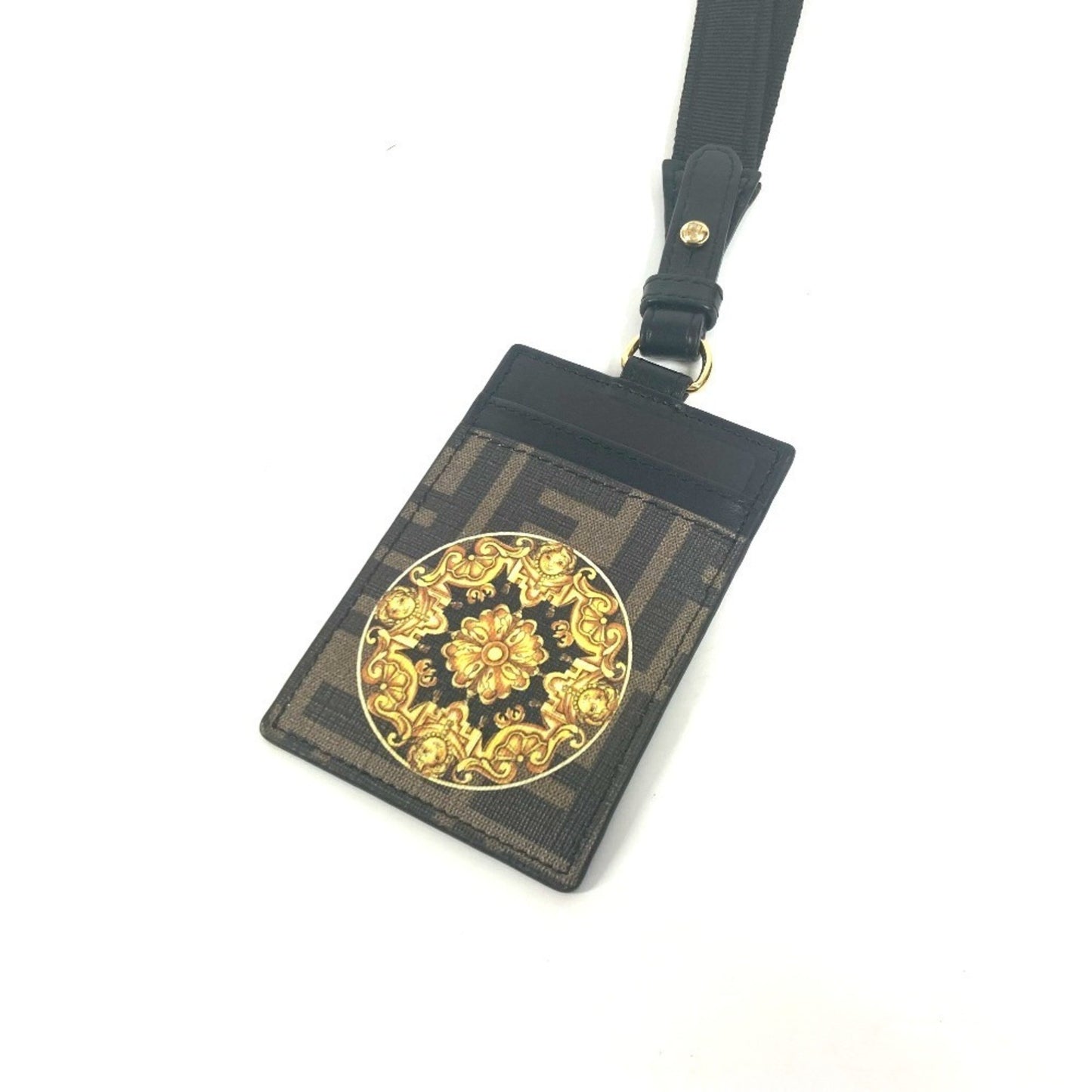 Fendi Versace Collaboration Versace Logo Fendace Zucca Business Card Holder With Strap