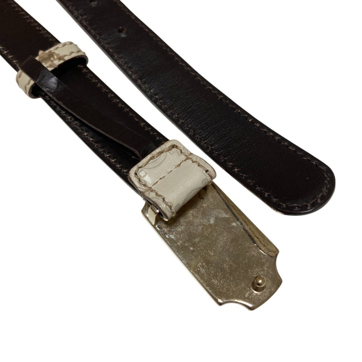 Gucci Gucci Shima Gg Pattern Top Leather Belt 146439 White