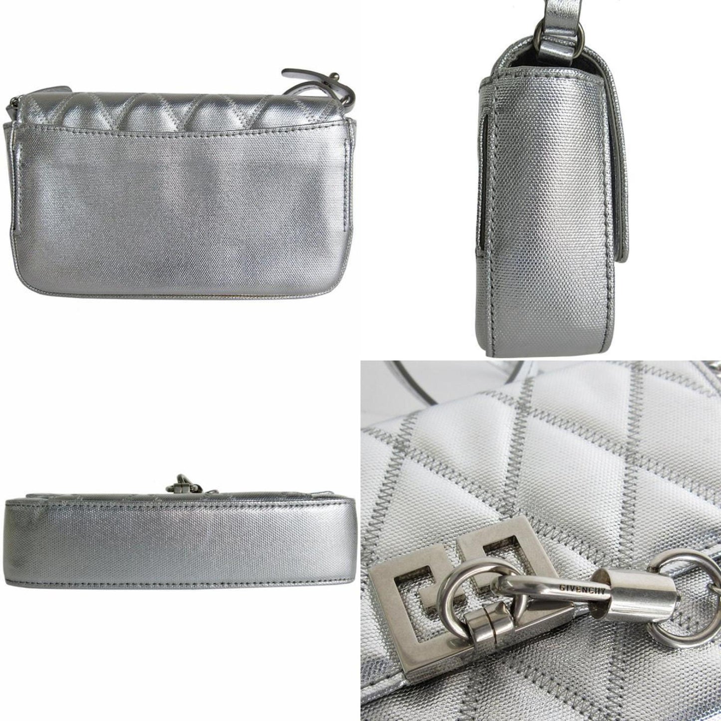 Givenchy Shoulder Bag Polyester Silver