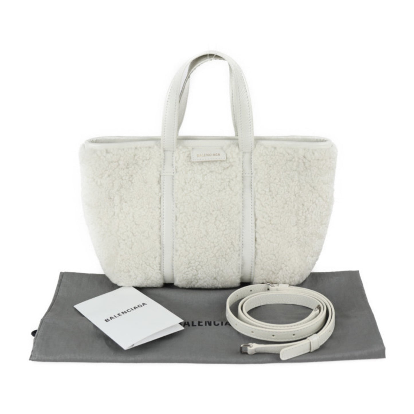 Balenciaga Balenciaga Balbes Small Handbag 671404 Mouton Leather White 2Way