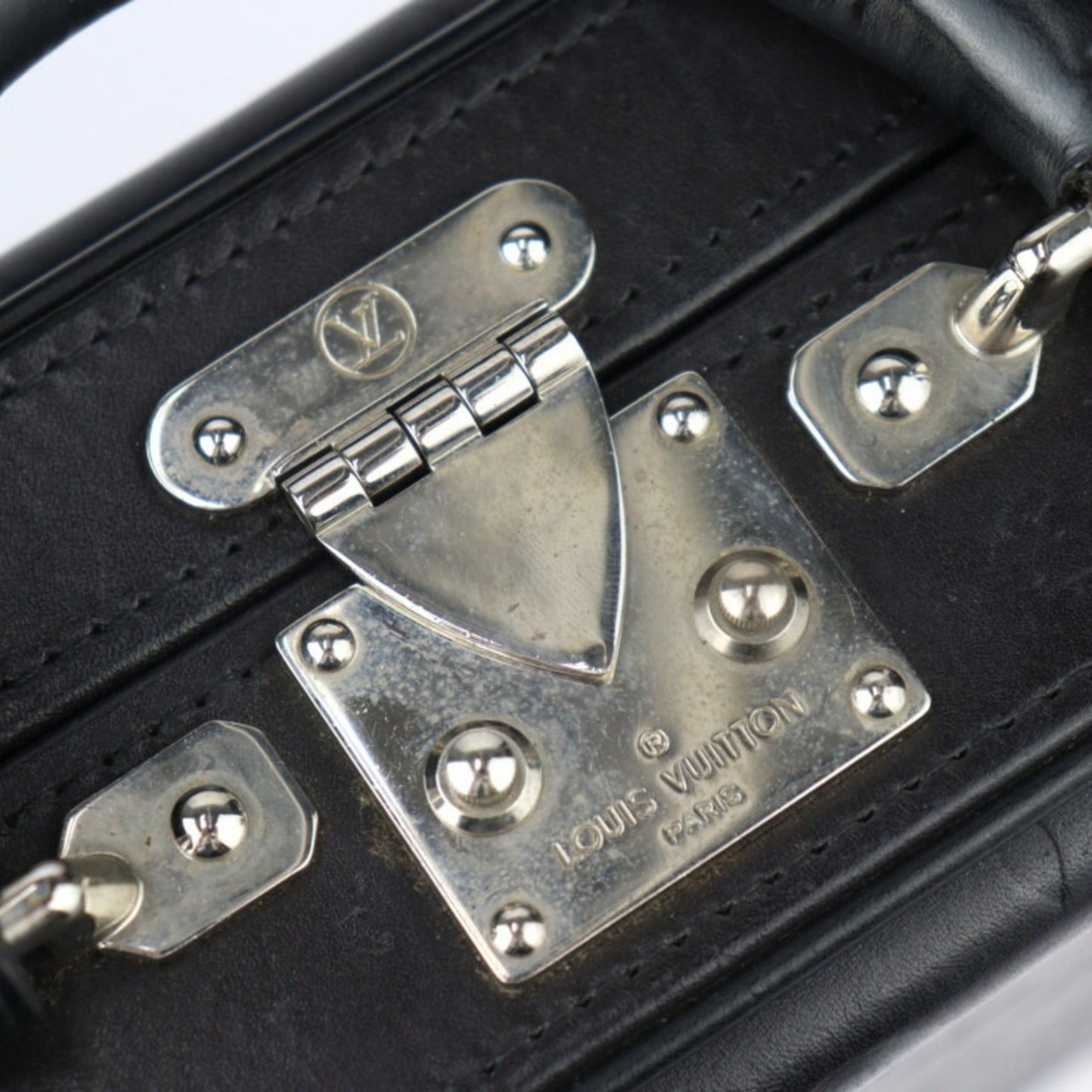 Louis Vuitton Louis Vuitton Valisette Pm Monogram Glace Handbag M92235 Leather Black Mini Trunk