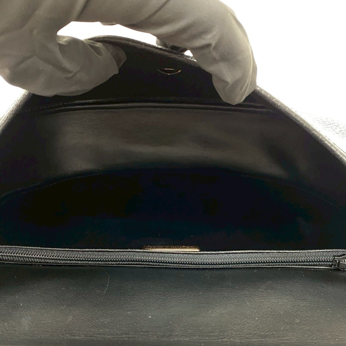 Christian Dior Cd Logo Hardware Leather Genuine Shoulder Bag Pochette Sacoche Black 37002