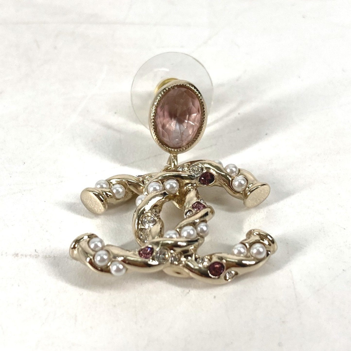 Chanel Abb511 23B Cc Coco Mark Rhinestone And Faux Pearl Earrings