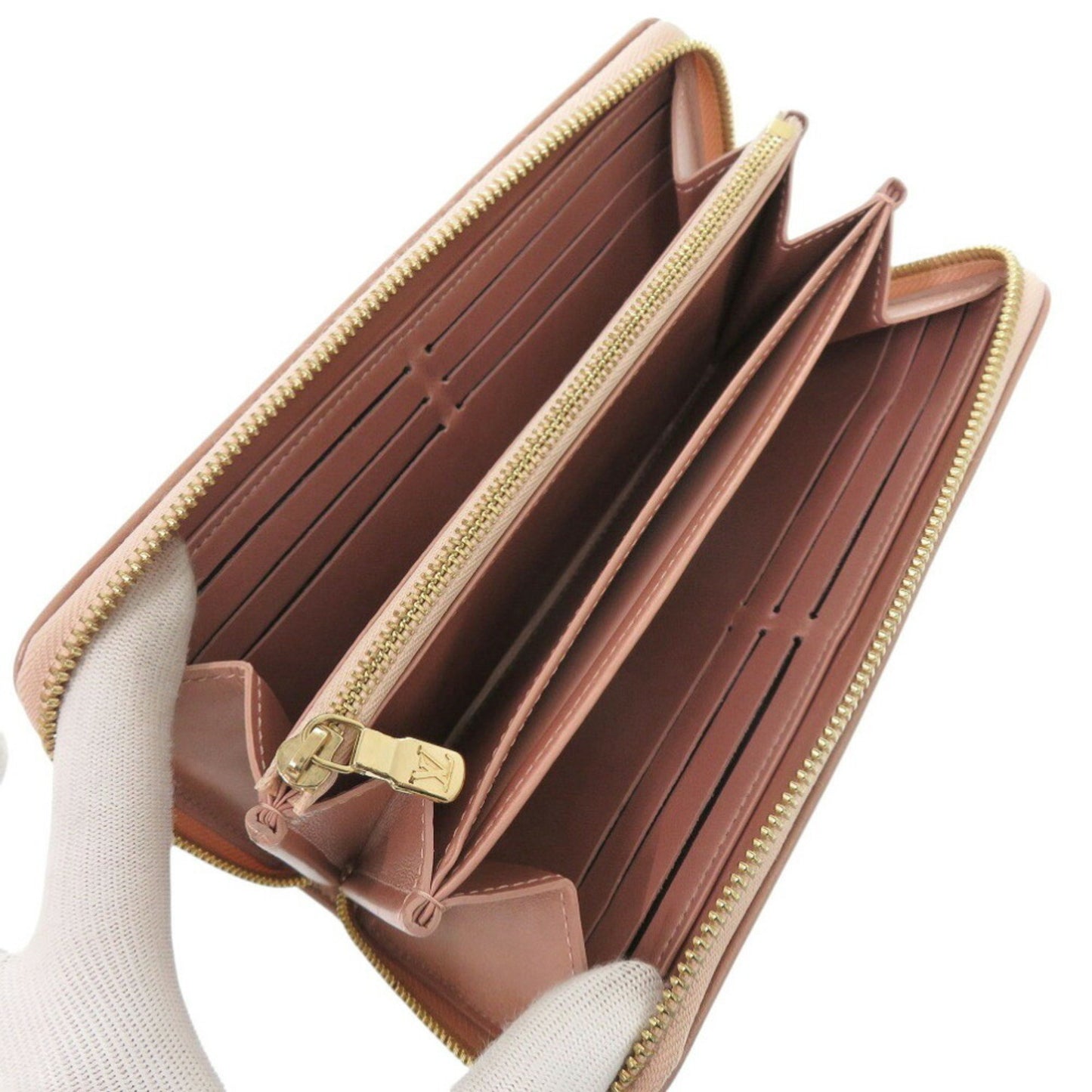 Louis Vuitton Monogram Embossed M81708 Lambskin Rose Gold Long Wallet Pink Lv 0421Louis Vuitton