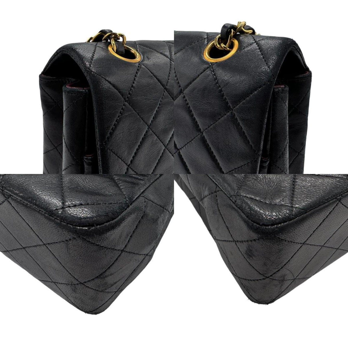 Chanel Shoulder Bag Lambskin Black Gold