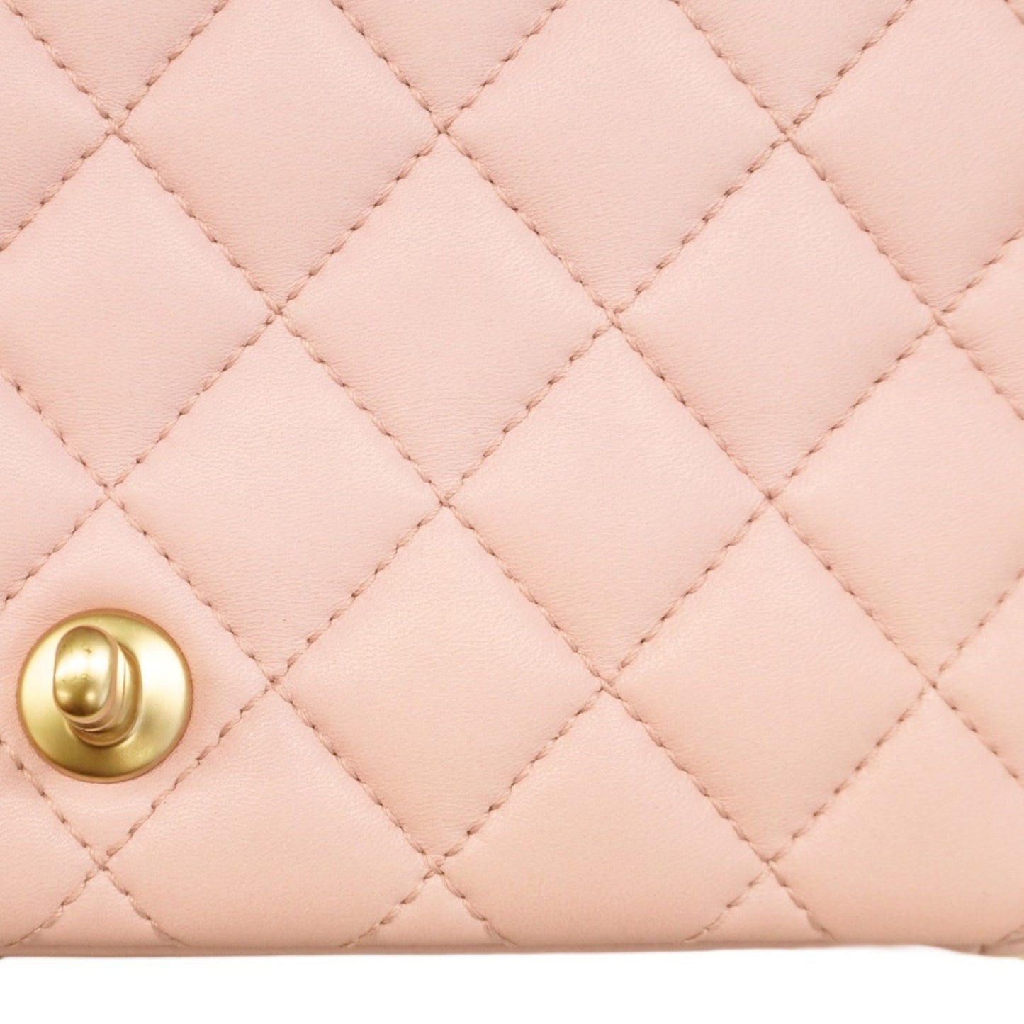 Chanel Shoulder Bag Matelasse W Chain Lambskin Pink Champagne