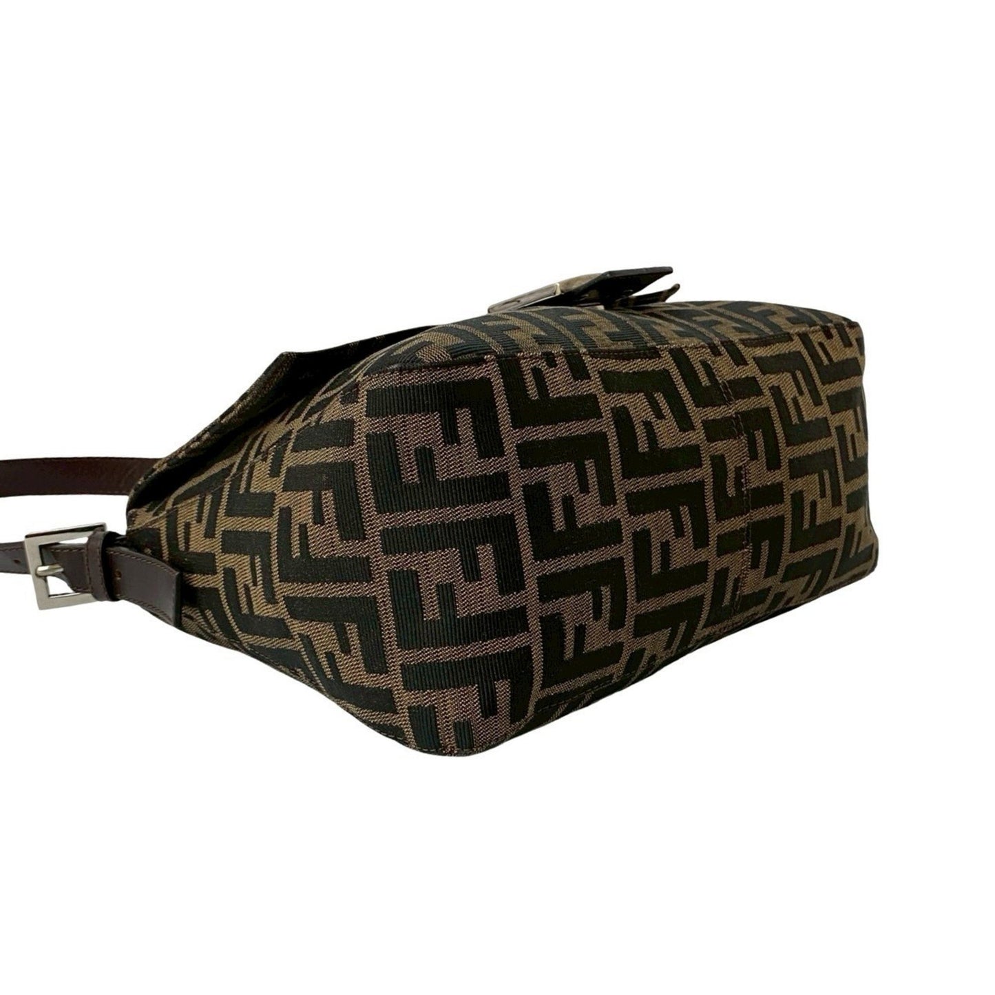 Fendi Mamma Bucket Zucca Ff Pattern Leather Canvas Semi-One Shoulder Bag Brown Black 38275