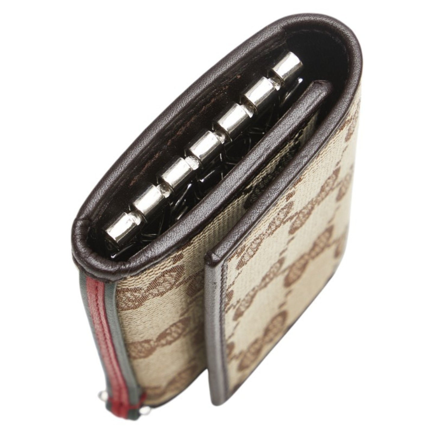Gucci Gg Canvas Sherry Line 6-Ring Key Case 131928 Beige Multicolor Leather
