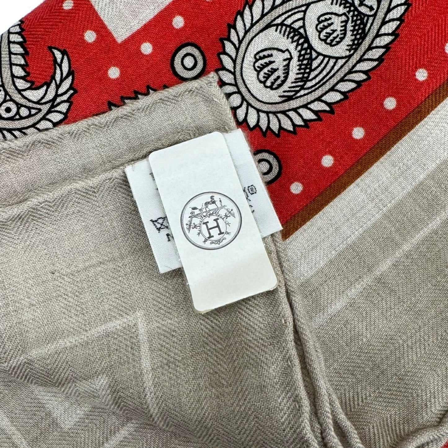 Hermes Hermes Carre Geant Sailor Tattoo Bandana Natural Rouge Noir Red Black Cashmere Silk 140