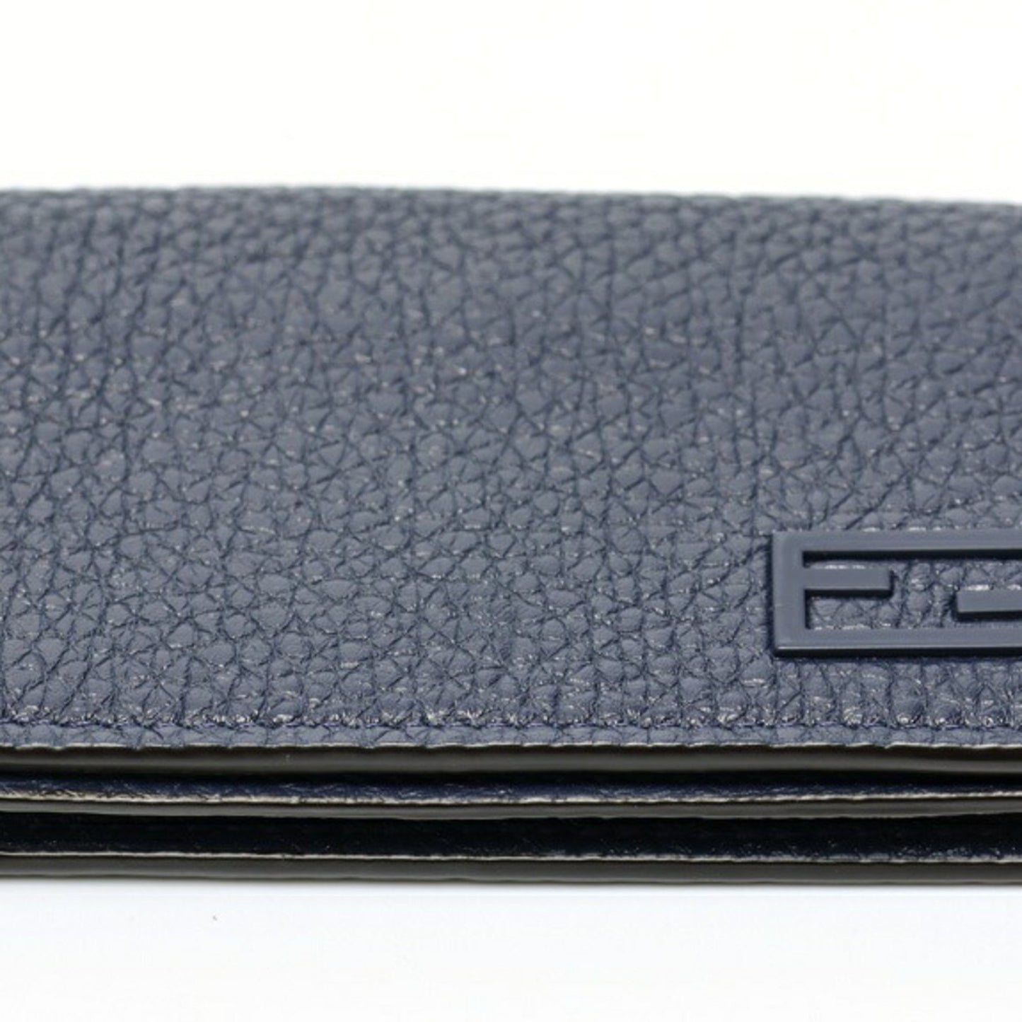 Fendi Card Case Business Holder 7M0222 Selleria Leather Navy Gray E-158610