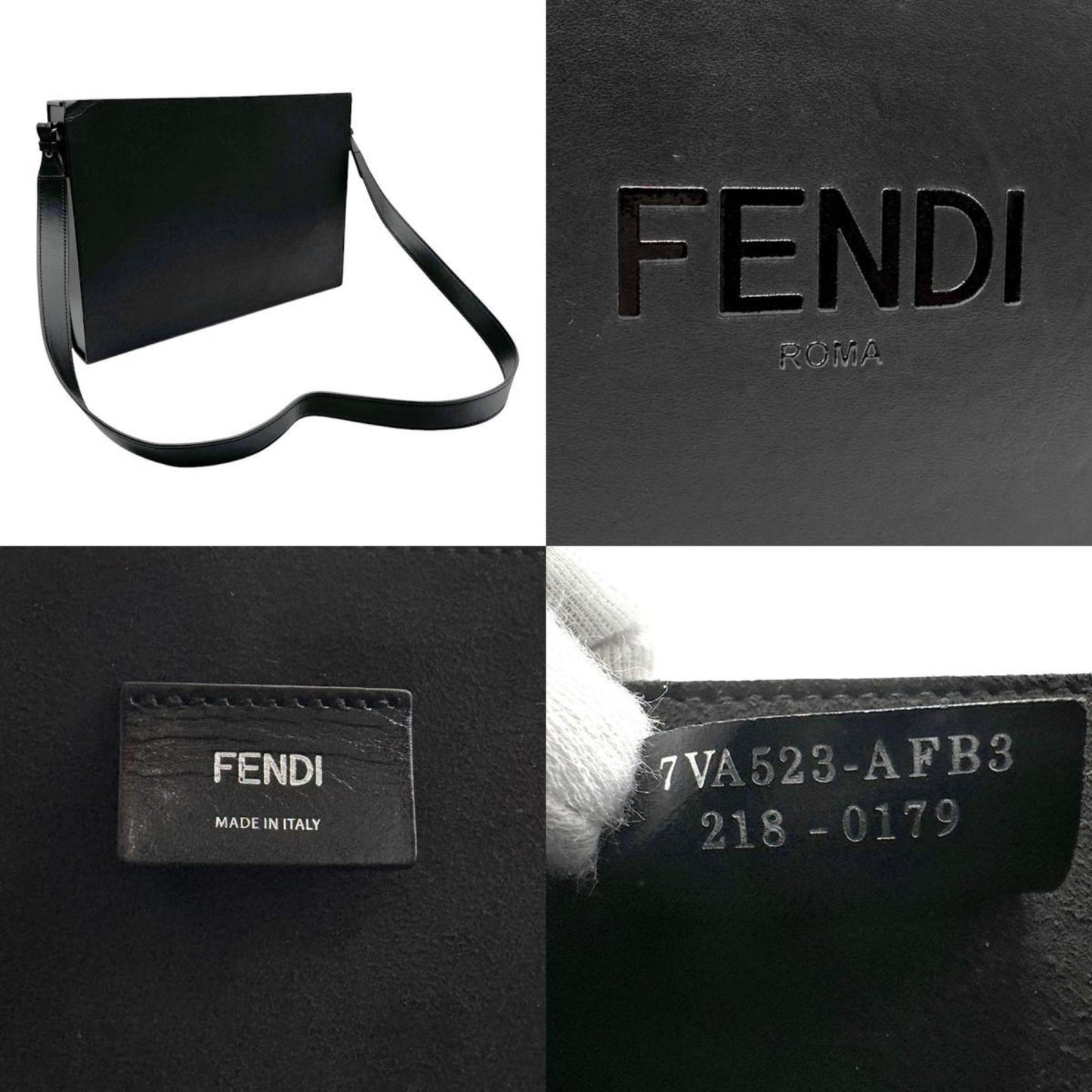 Fendi Shoulder Bag Leather Black