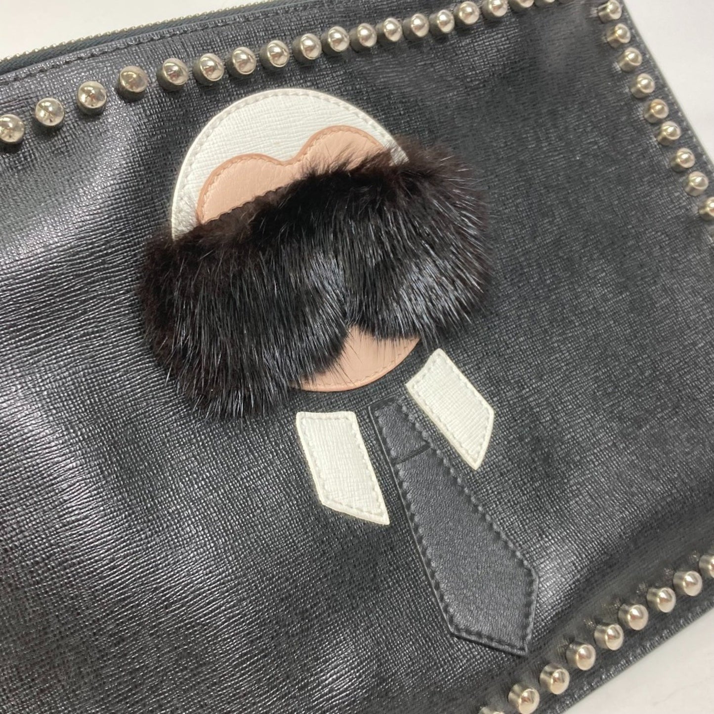 Fendi Studded Pouch Karl Lagerfeld Carlito Clutch Bag Leather