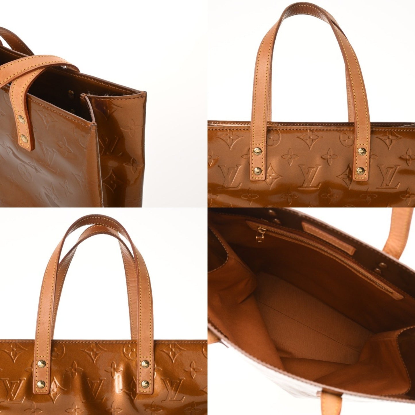 Louis Vuitton Monogram Vernis Reed Mm Bronze M91143 Women'S Handbag