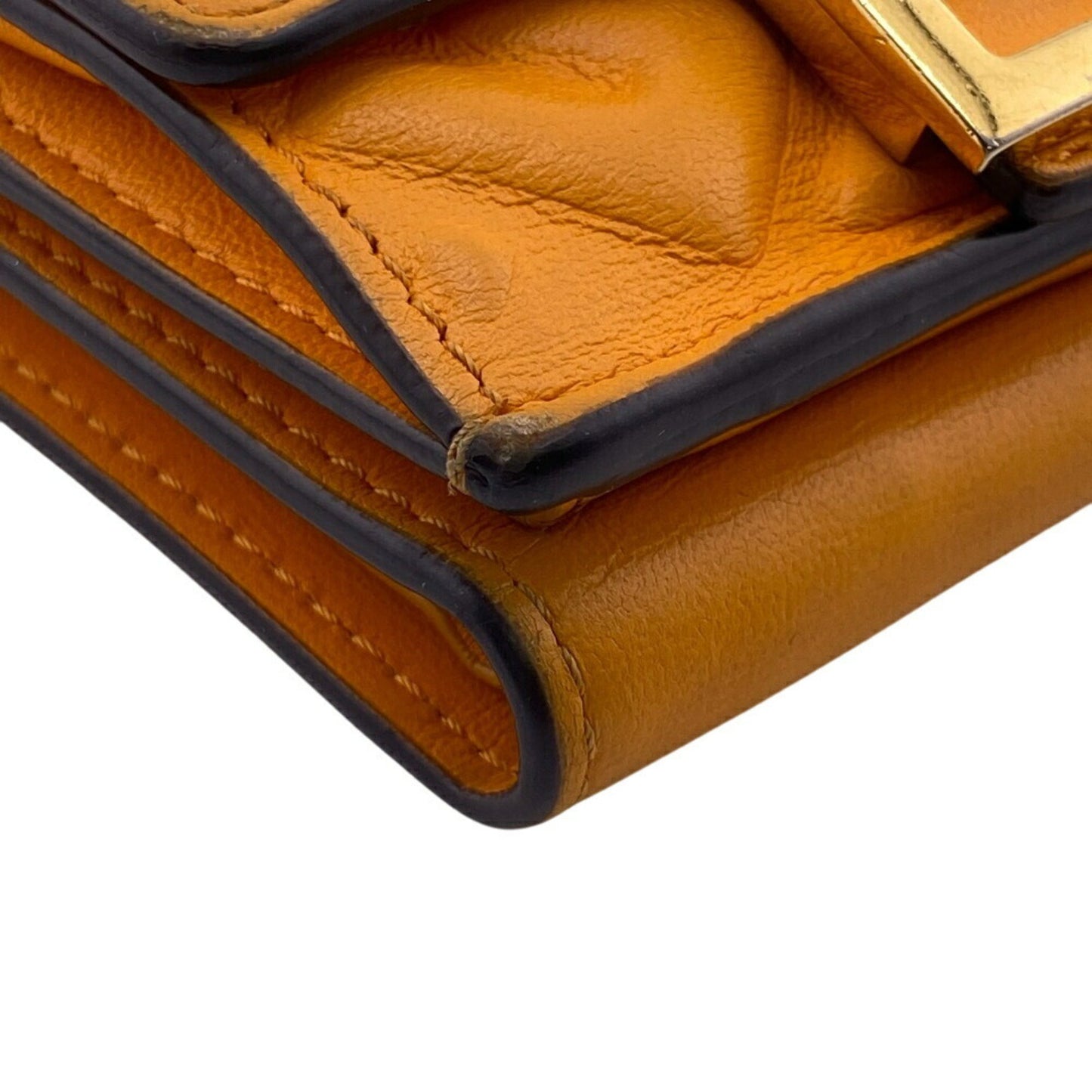 Fendi Bucket Micro Embossed Ff Tri-Fold Wallet In Orange