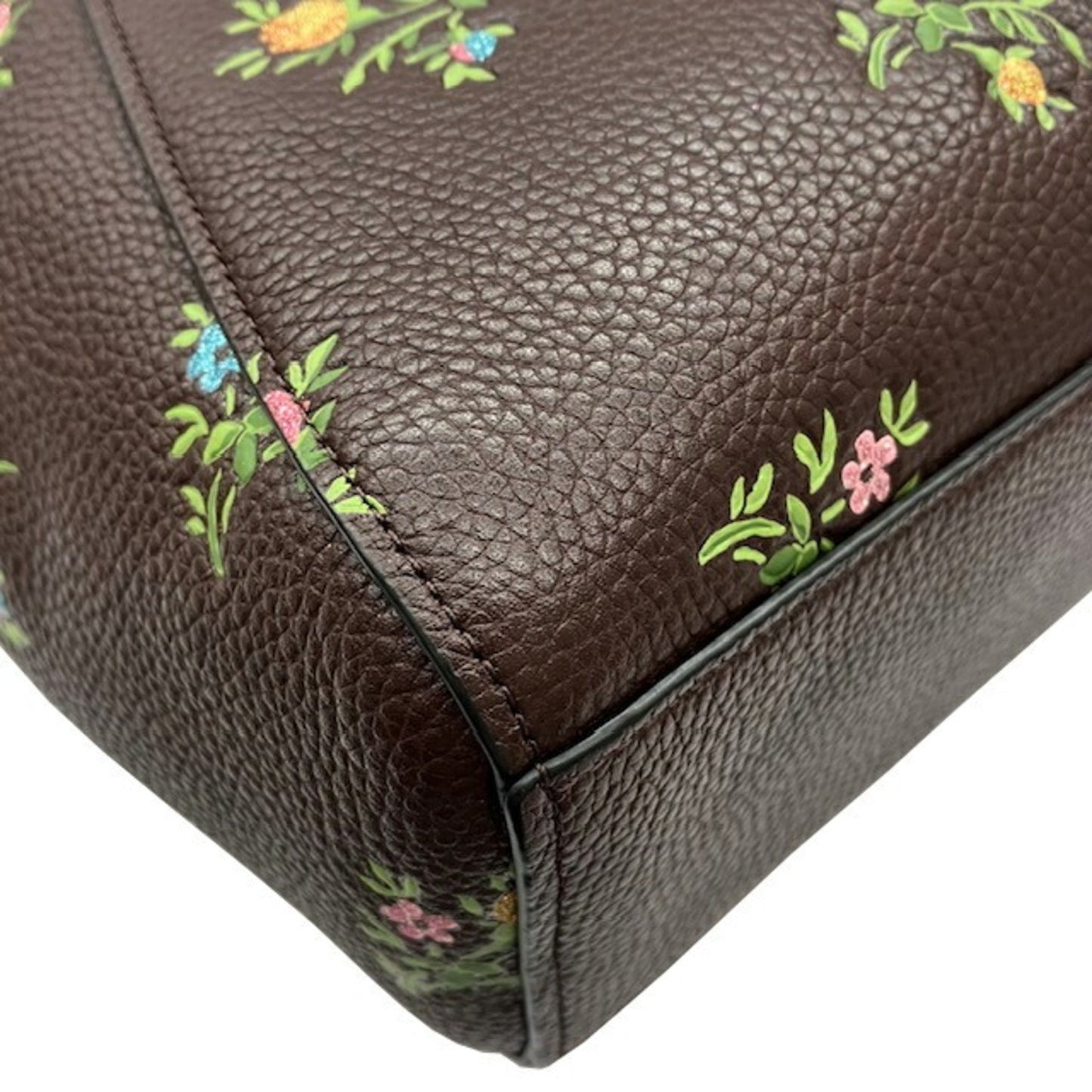 Coach Bag 22829 Flower Satchel Brown Leather Handbag Tote Shoulder