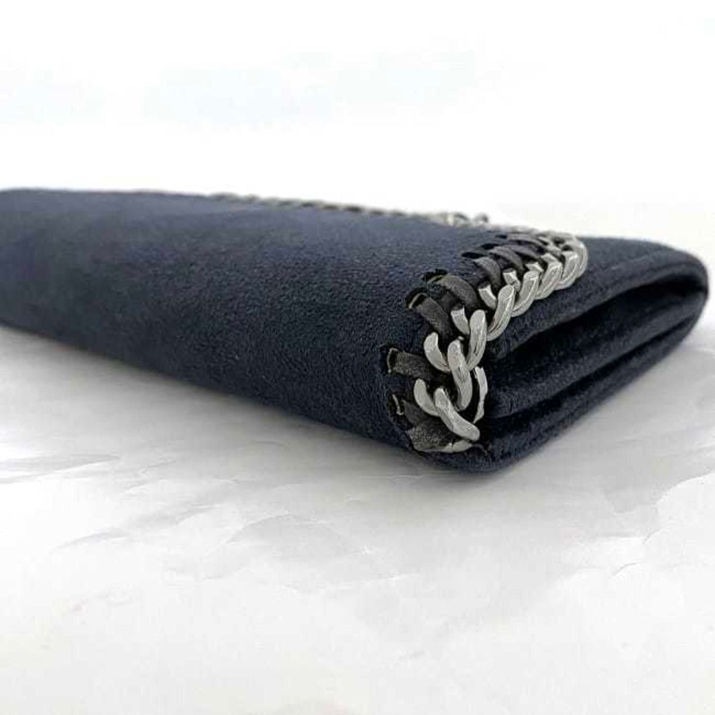Stella Mccartney Bifold Long Wallet Navy Silver Falabella 391835 Polyester Metal Stella Mccartney