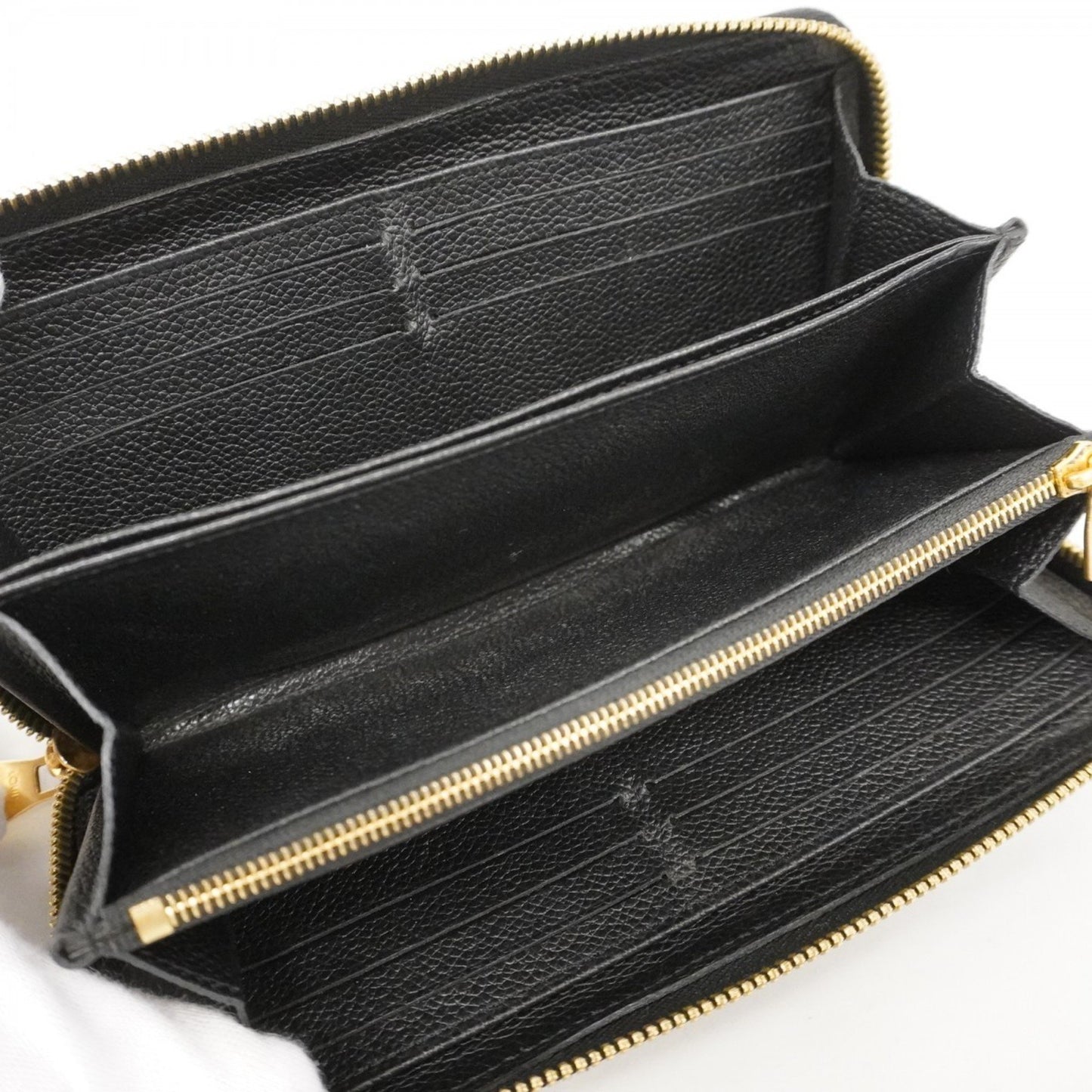 Louis Vuitton Monogram Empreinte Stitch Zippy Wallet M64805 Beige Noir