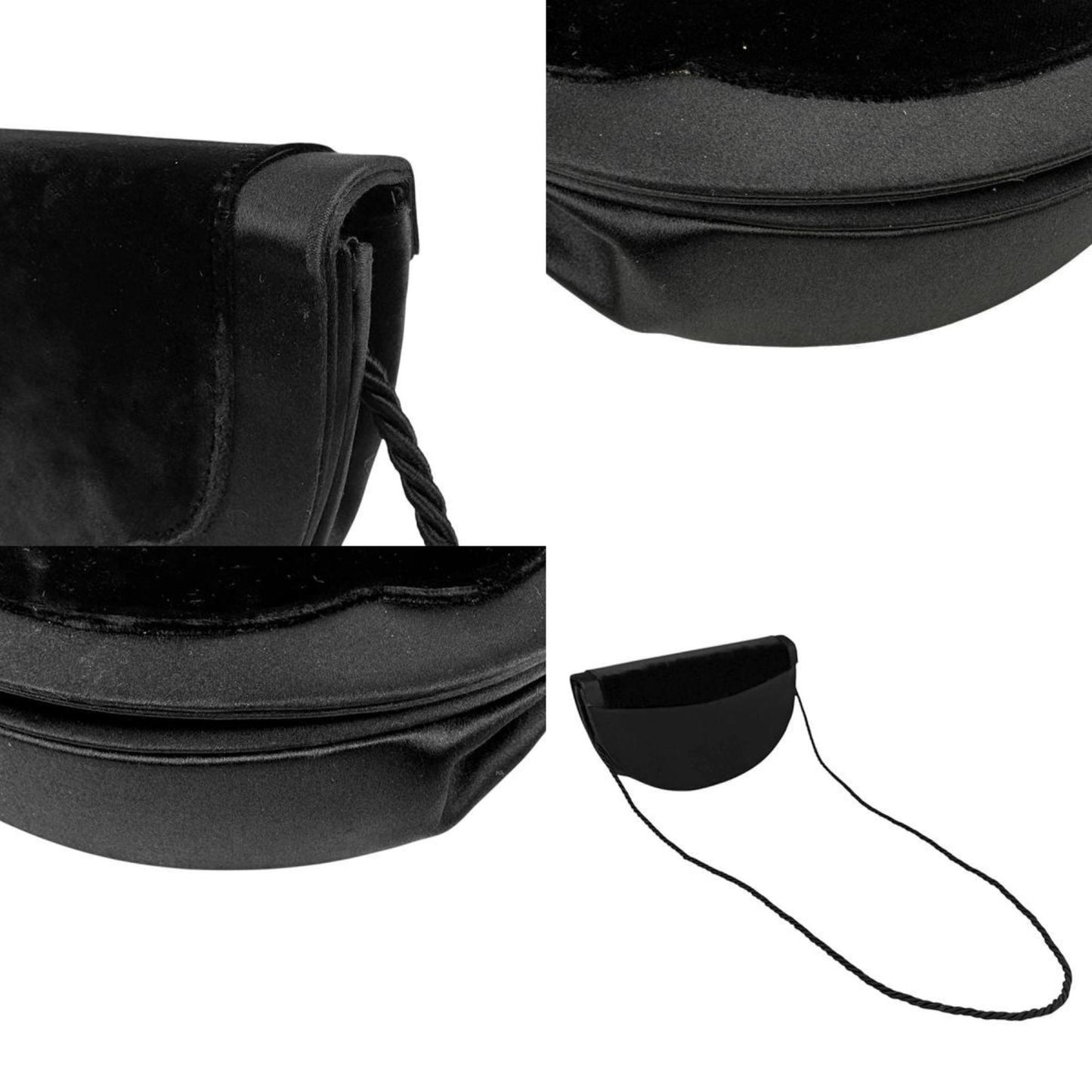 Fendi Shoulder Bag Velvet Satin Black