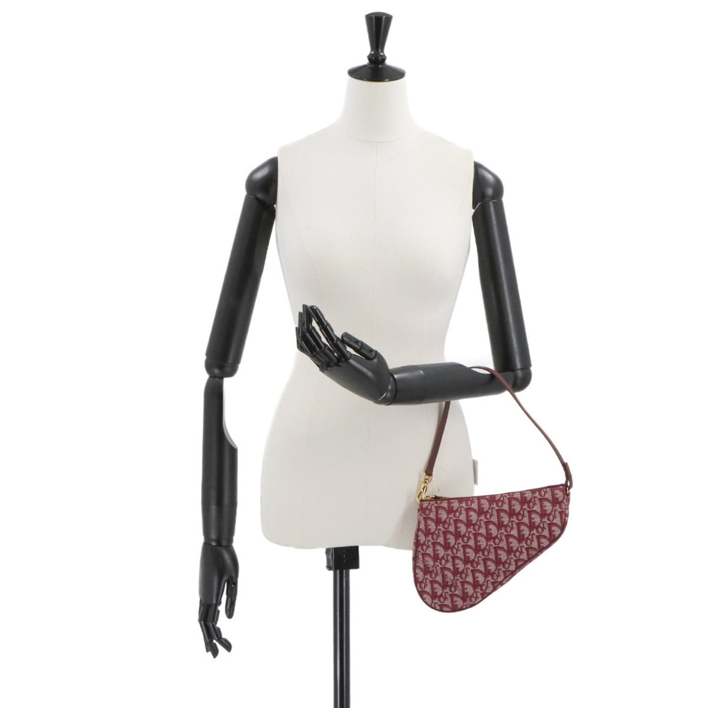 Christian Dior Trotter Saddle Bag Shoulder Pouch Canvas Leather Bordeaux