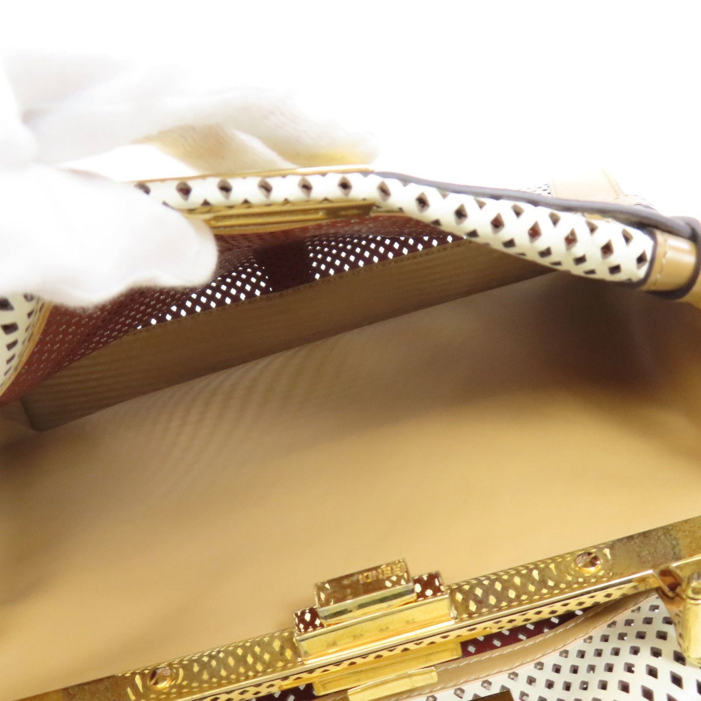 Fendi Peekaboo Punching Handbag Calf Leather